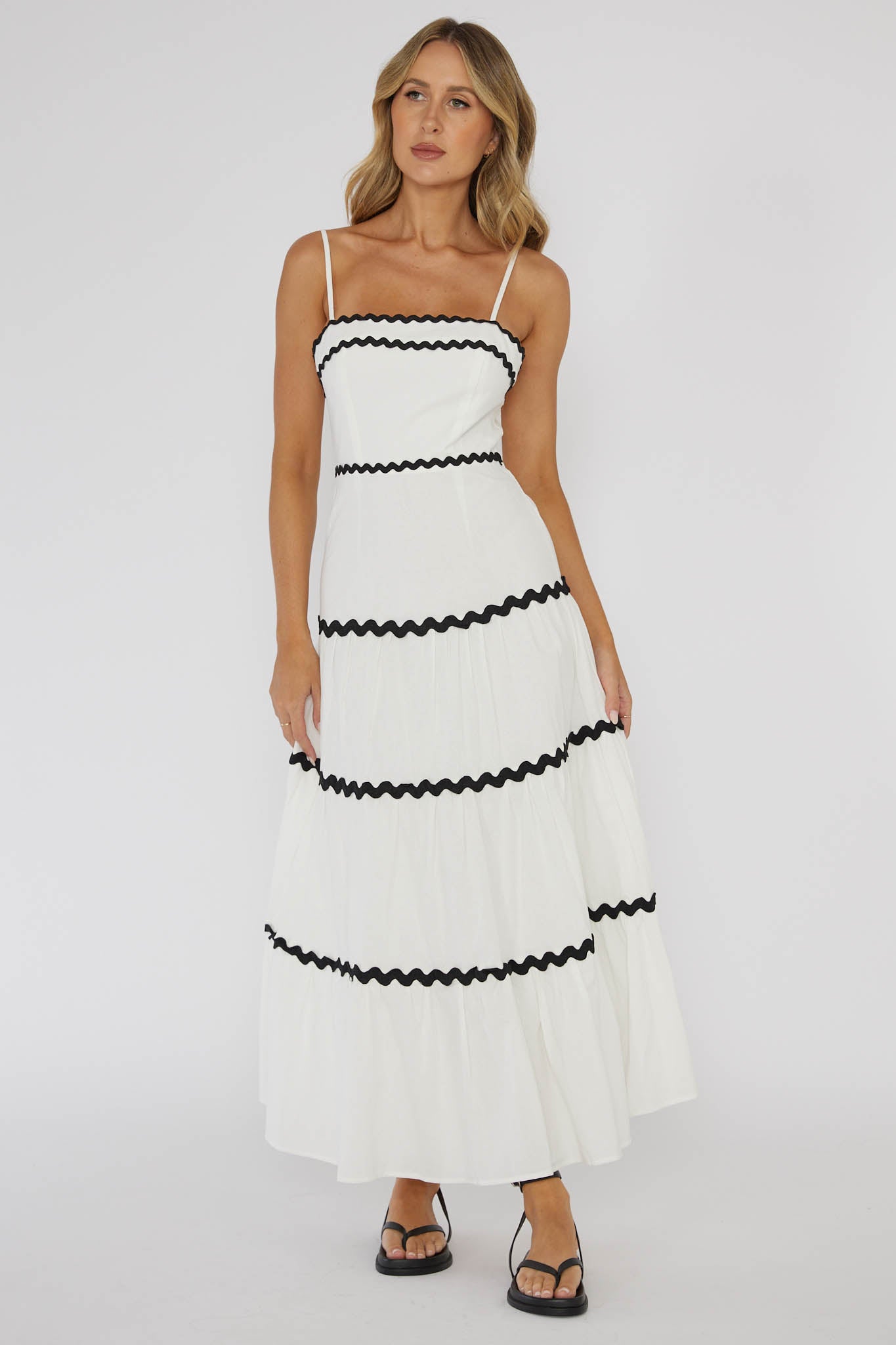 Confidante Ric Rac Trim Maxi Dress White by Selfie Leslie Australia