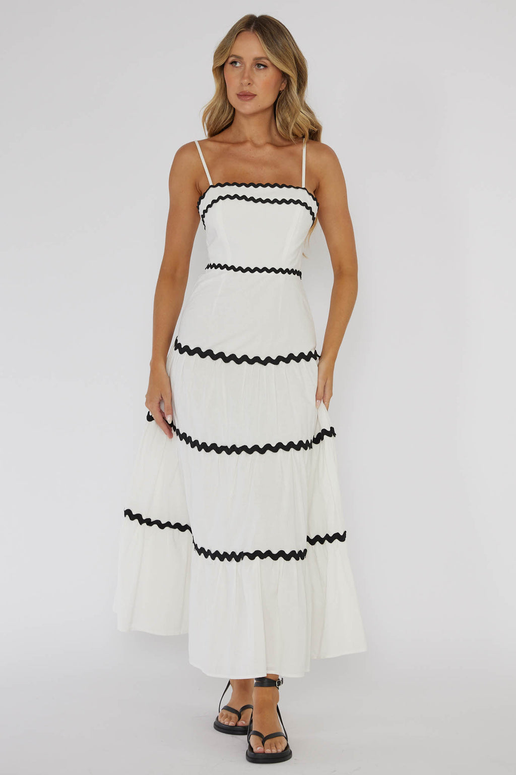 Confidante Ric Rac Trim Maxi Dress White by Selfie Leslie Australia