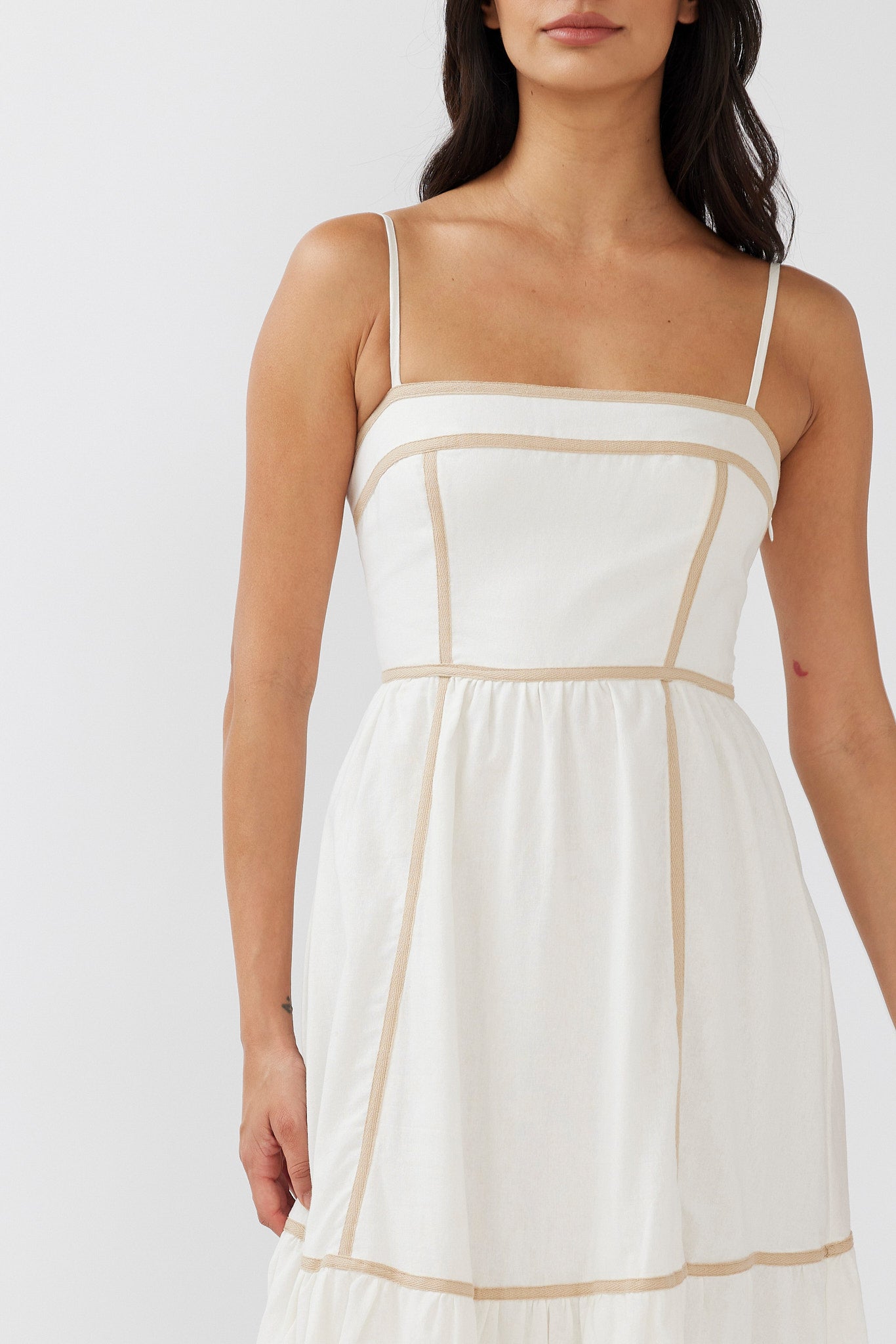 Confidante Piping Trim Midi Dress White by Selfie Leslie Australia
