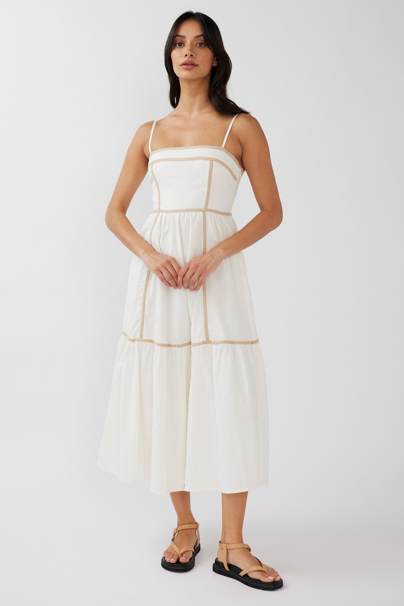 Confidante Piping Trim Midi Dress White by Selfie Leslie Australia