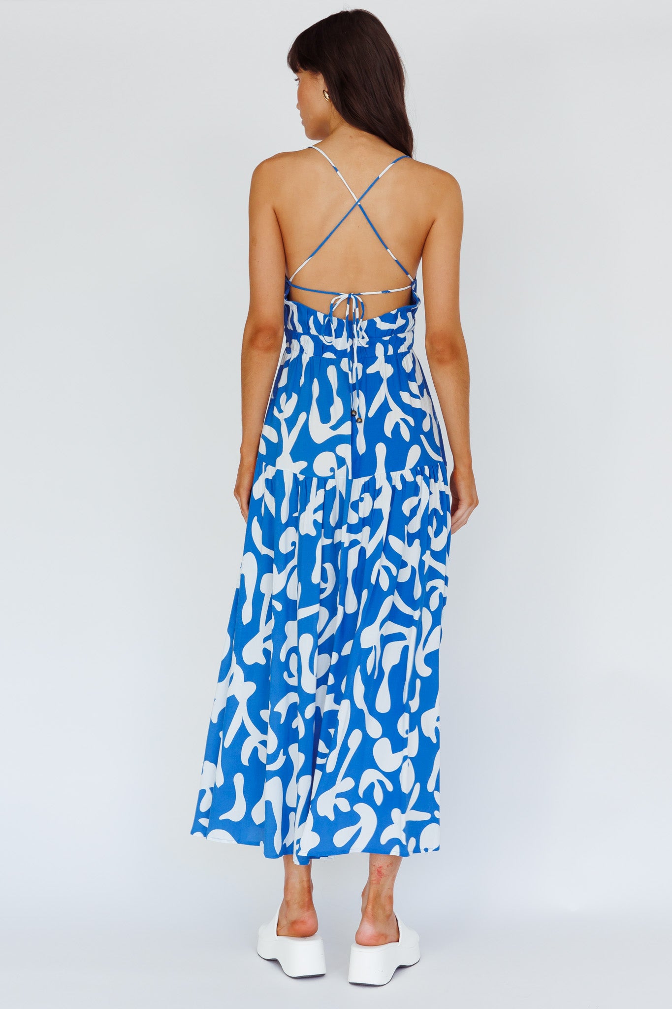 Tiffi Cami Strap Midi Dress Floral Blue by Selfie Leslie Australia