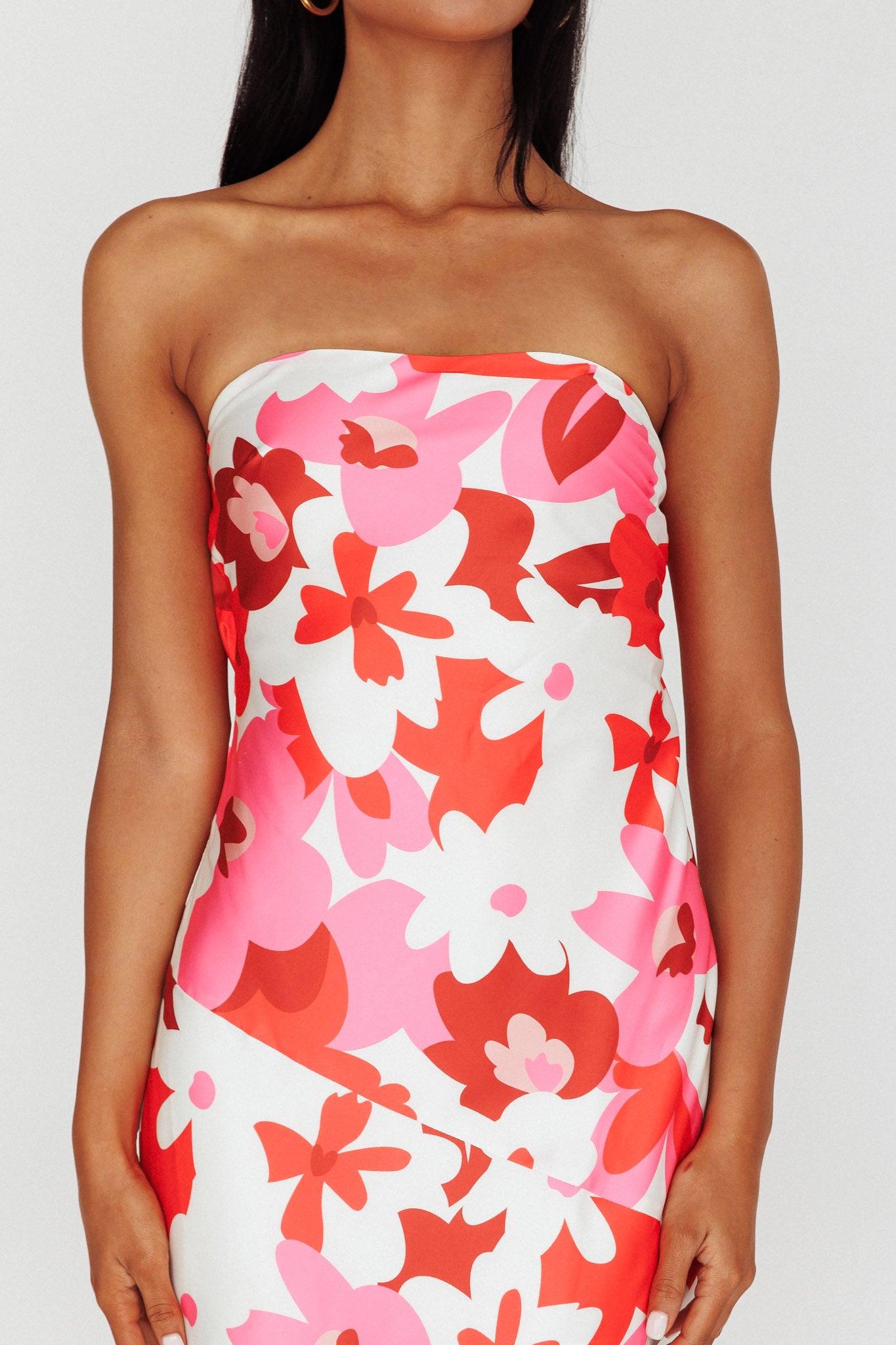 Latisha Strappy Cowl Back Midi Dress Floral Red by Selfie Leslie Australia