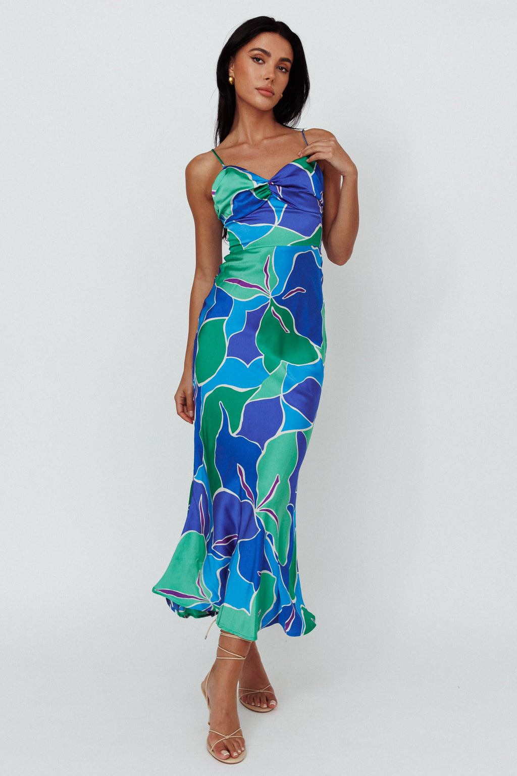 Hula Sweetheart Midi Dress Floral Blue by Selfie Leslie Australia