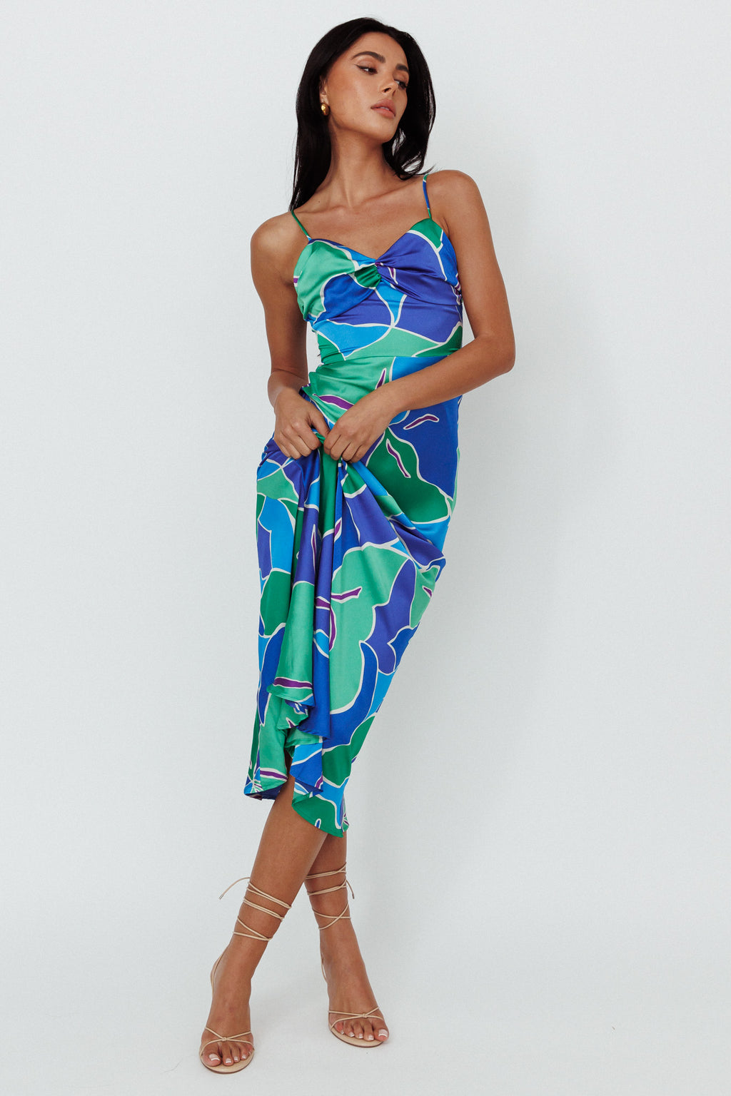 Hula Sweetheart Midi Dress Floral Blue by Selfie Leslie Australia