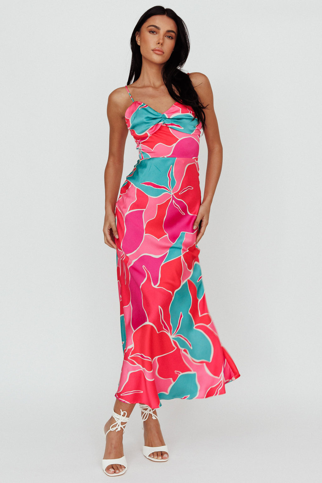 Hula Sweetheart Midi Dress Floral Red by Selfie Leslie Australia
