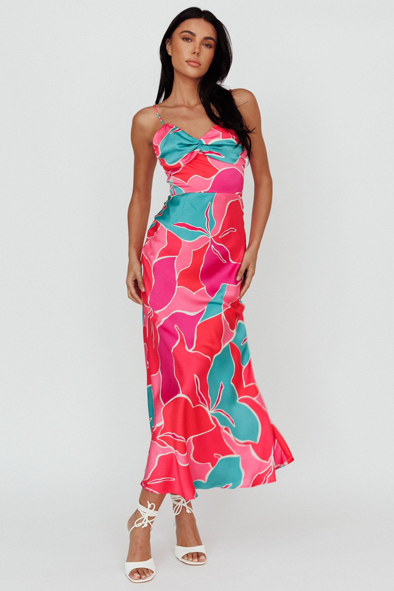 Hula Sweetheart Midi Dress Floral Red by Selfie Leslie Australia