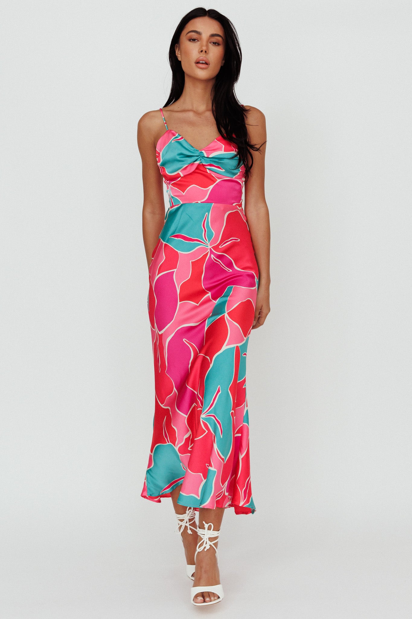Hula Sweetheart Midi Dress Floral Red by Selfie Leslie Australia
