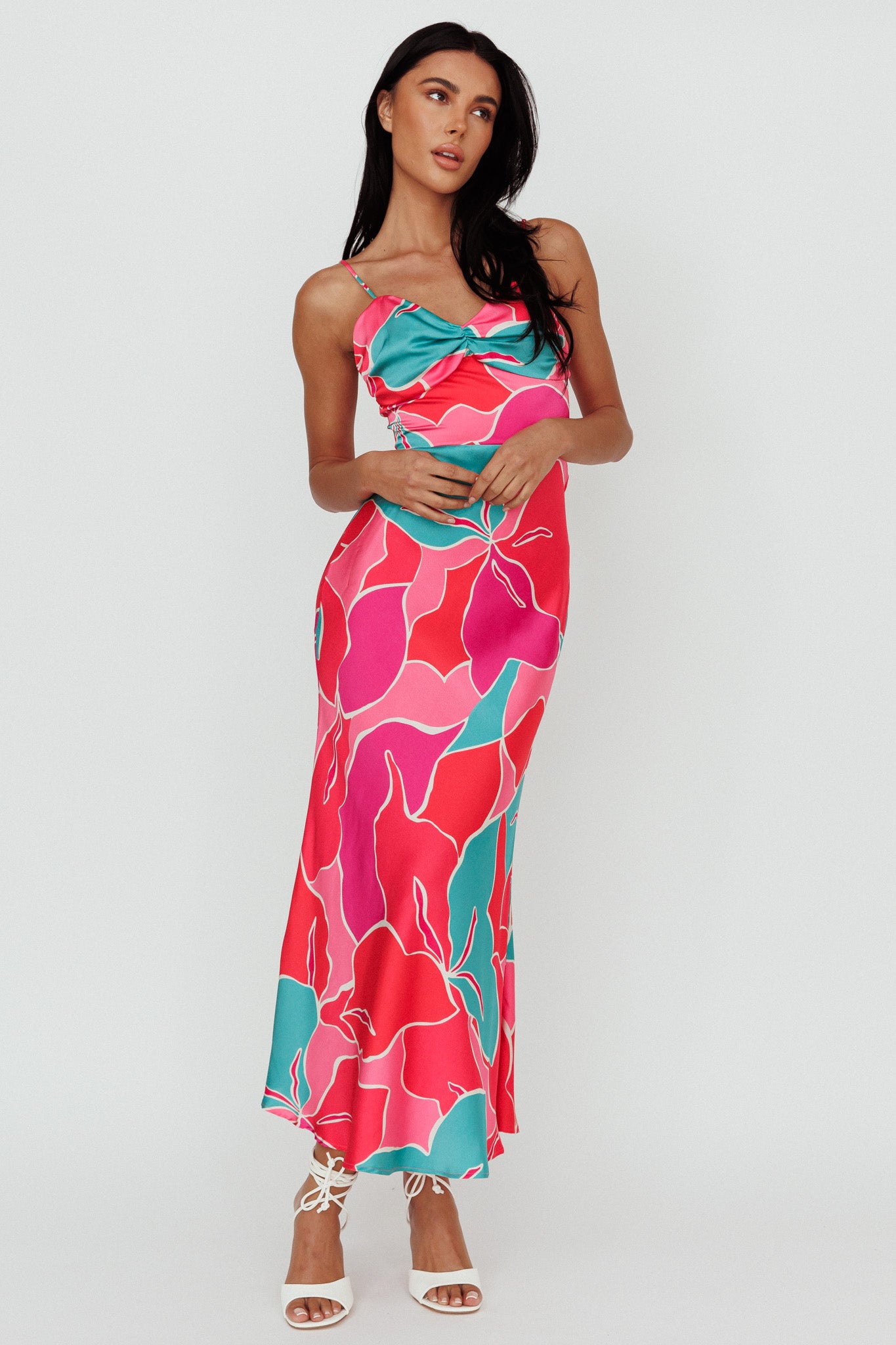 Hula Sweetheart Midi Dress Floral Red by Selfie Leslie Australia