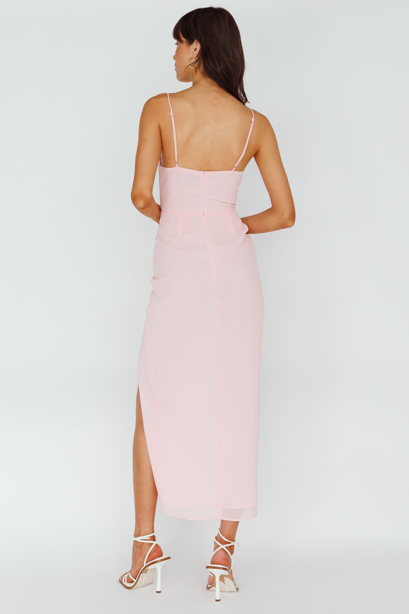 Ryanna Laced Bodice Split Midi Dress Pink by Selfie Leslie Australia