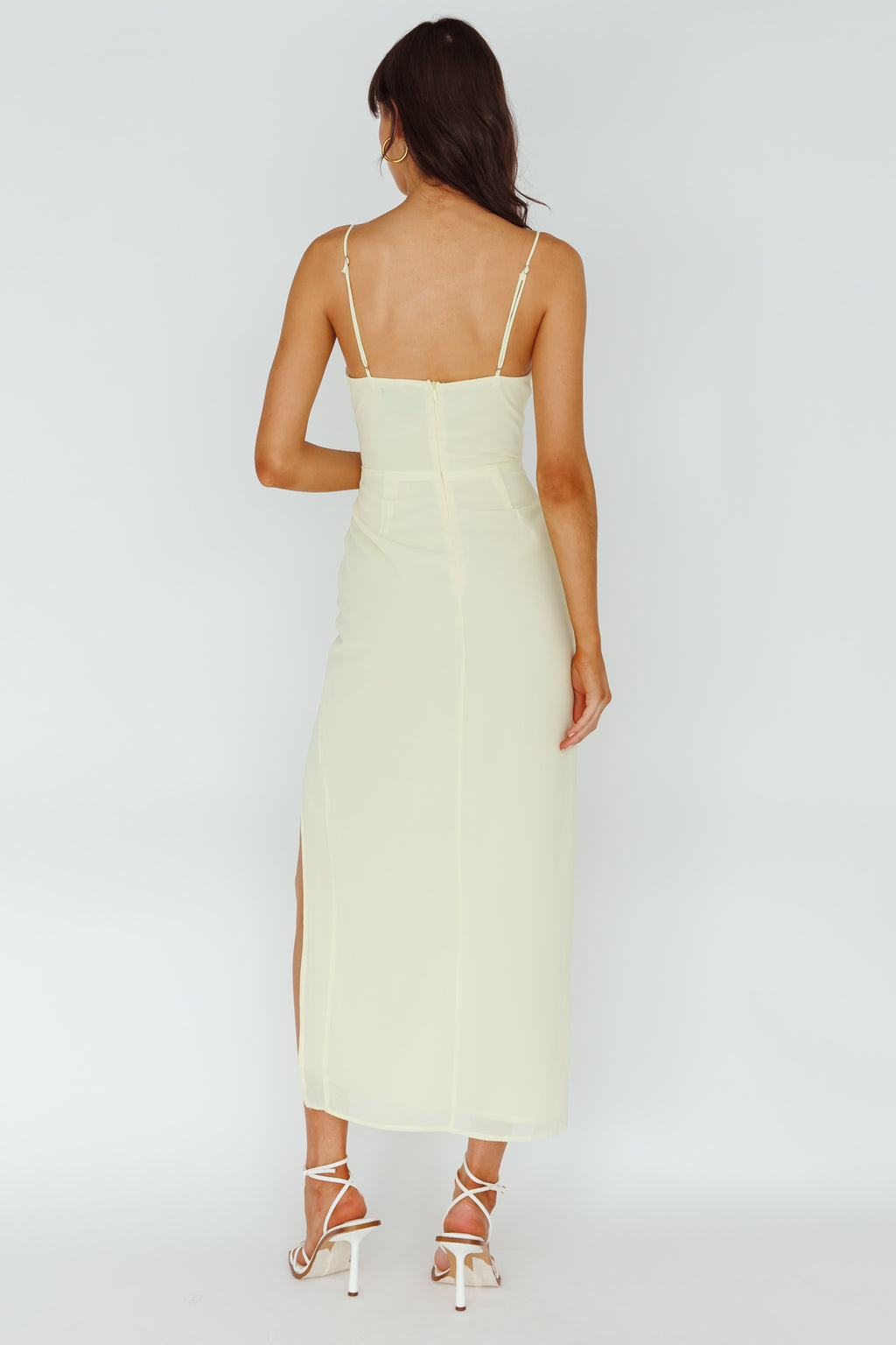Ryanna Laced Bodice Split Midi Dress Yellow by Selfie Leslie Australia