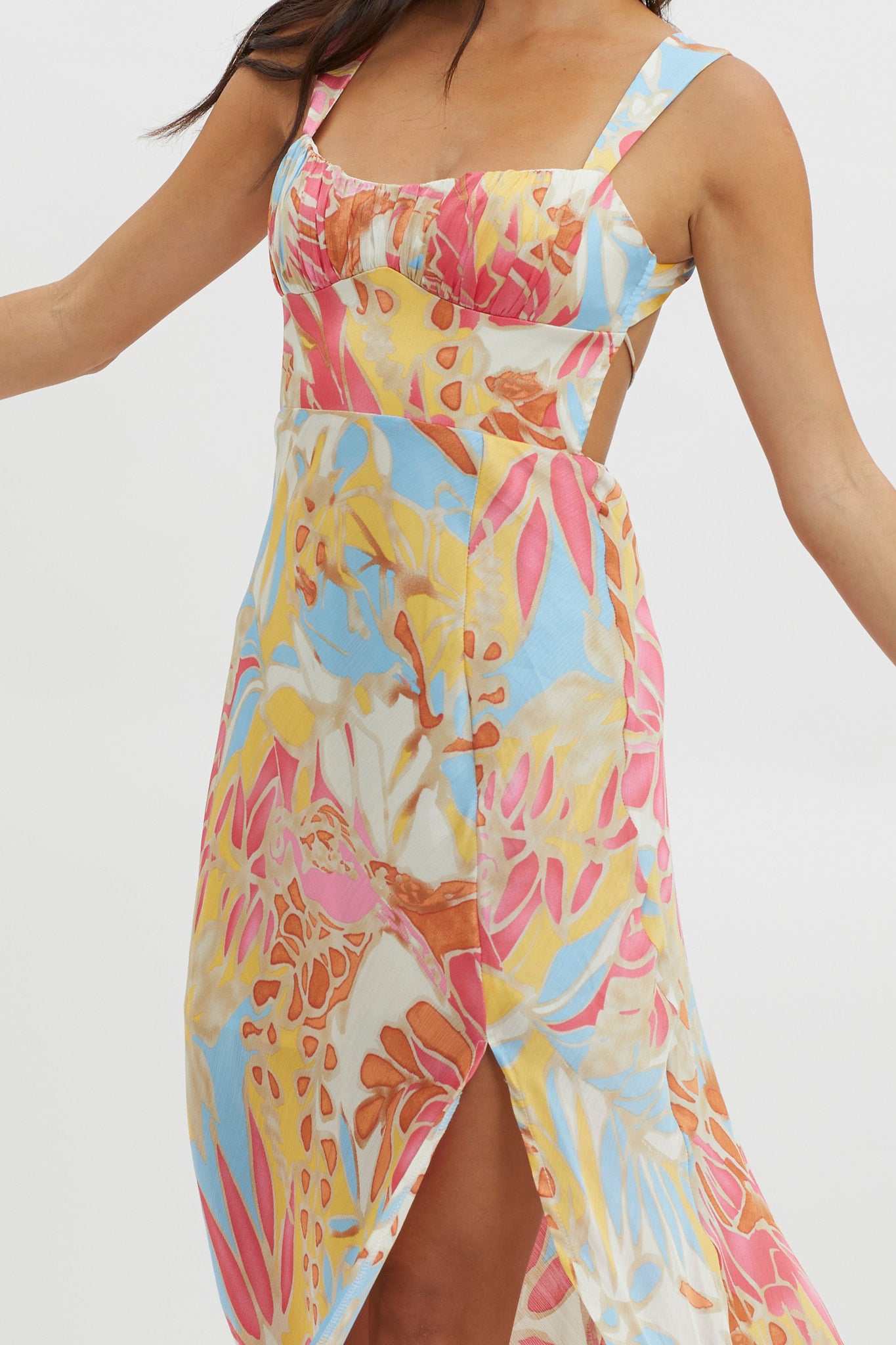 Casuarina Gathered Bust Midi Dress Blue by Selfie Leslie Australia