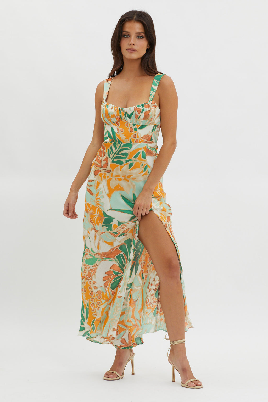Casuarina Gathered Bust Midi Dress Green by Selfie Leslie Australia
