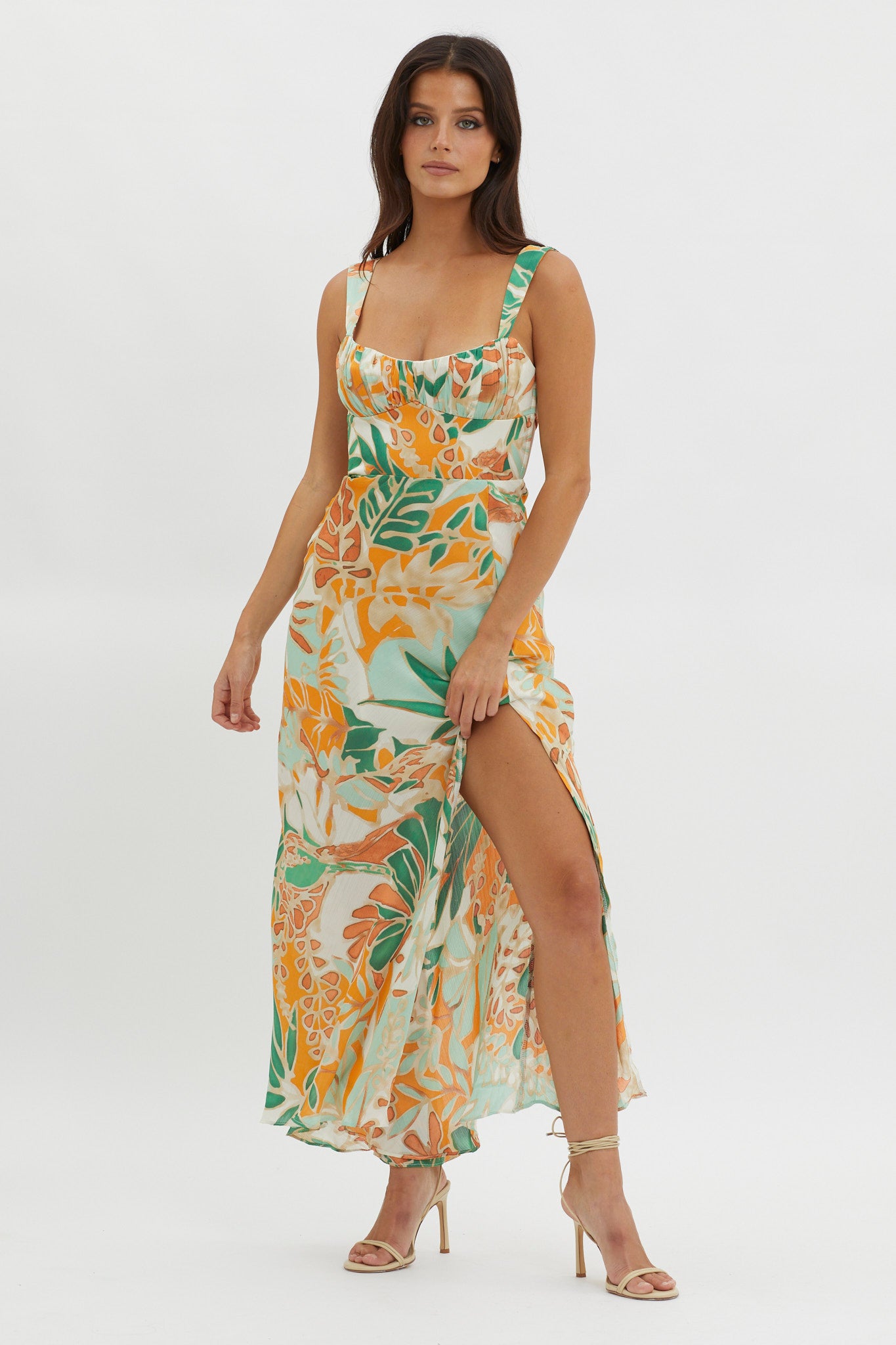 Casuarina Gathered Bust Midi Dress Green by Selfie Leslie Australia