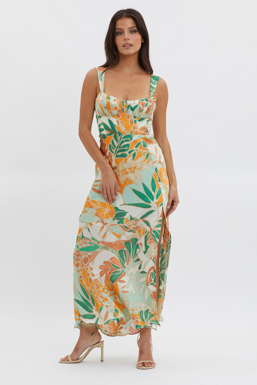 Casuarina Gathered Bust Midi Dress Green by Selfie Leslie Australia
