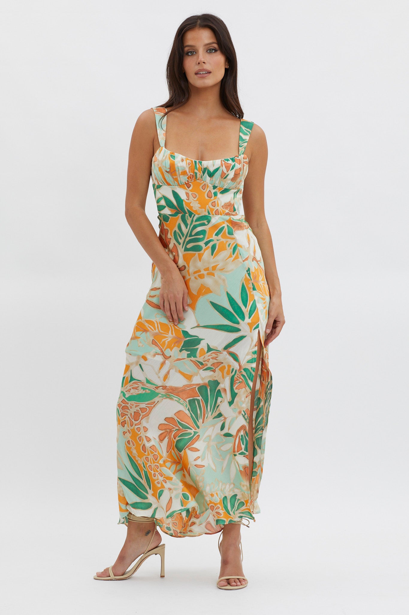 Casuarina Gathered Bust Midi Dress Green by Selfie Leslie Australia