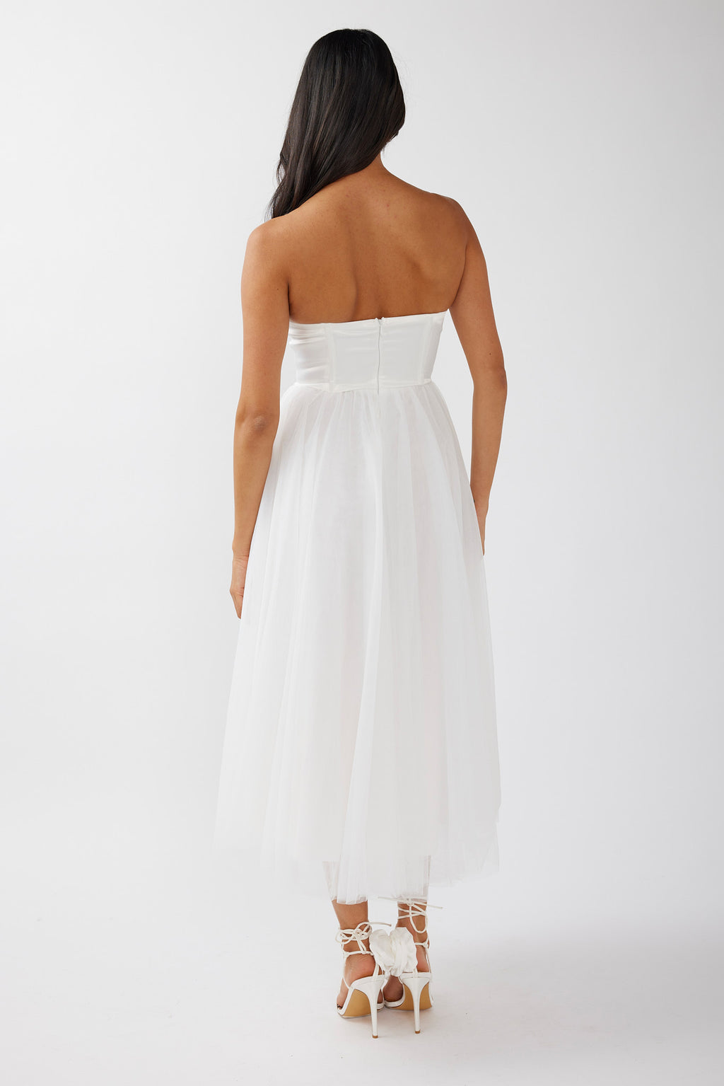 Rosemary Tulle Bustier Midi Dress White by Selfie Leslie Australia