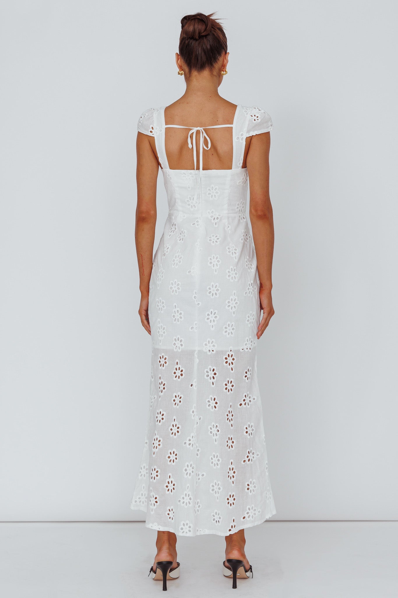 Bohemian Sun Cap Sleeve Eyelet Midi Dress White by Selfie Leslie Australia