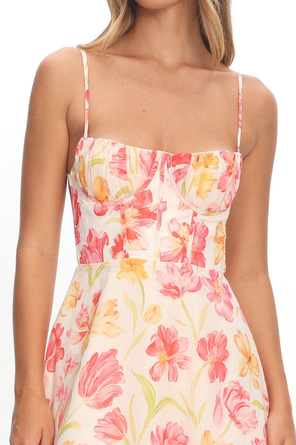 Echoes Tied Back A-Line Maxi Dress Floral Pink by Selfie Leslie Australia
