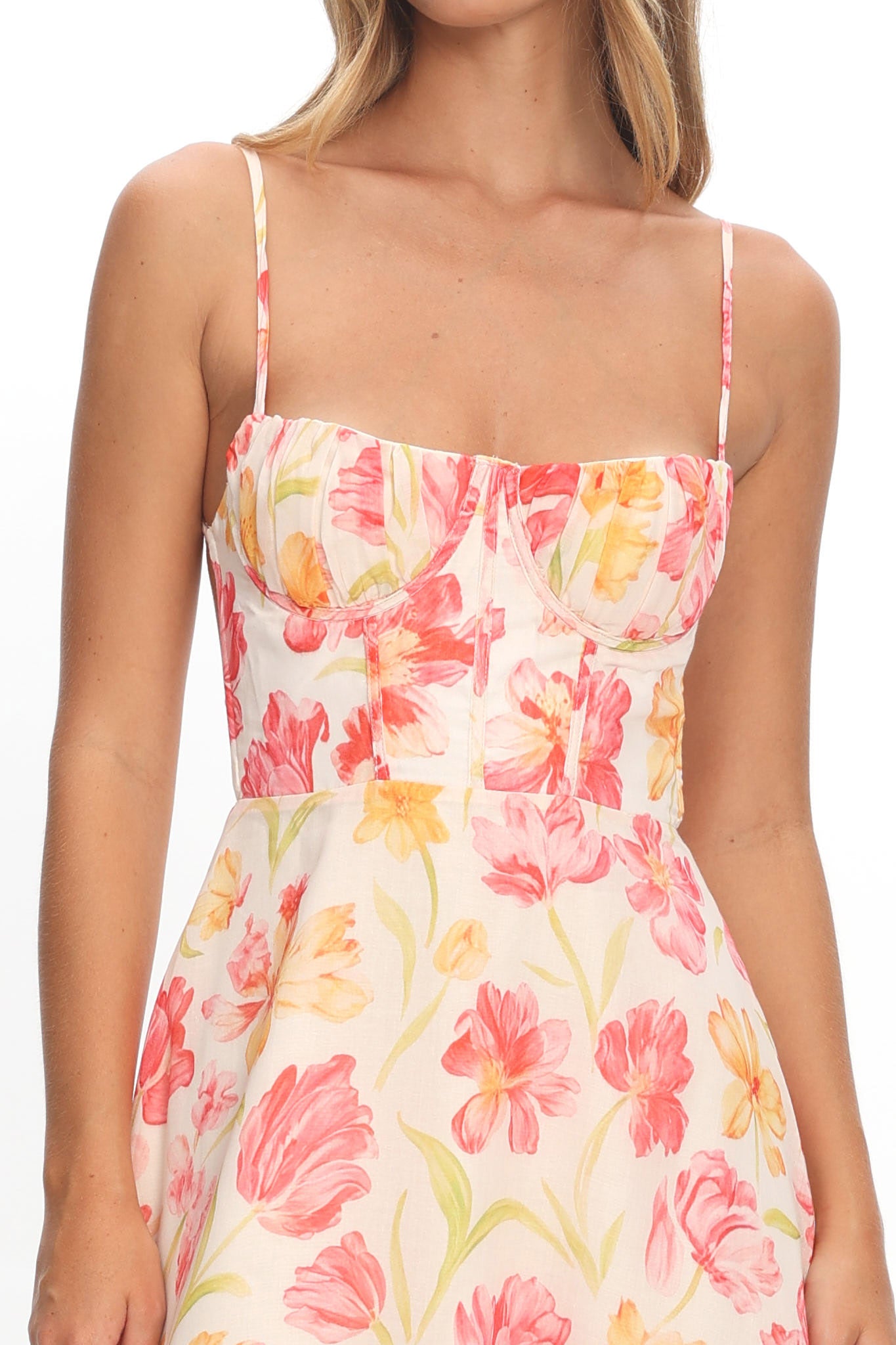 Echoes Tied Back A-Line Maxi Dress Floral Pink by Selfie Leslie Australia