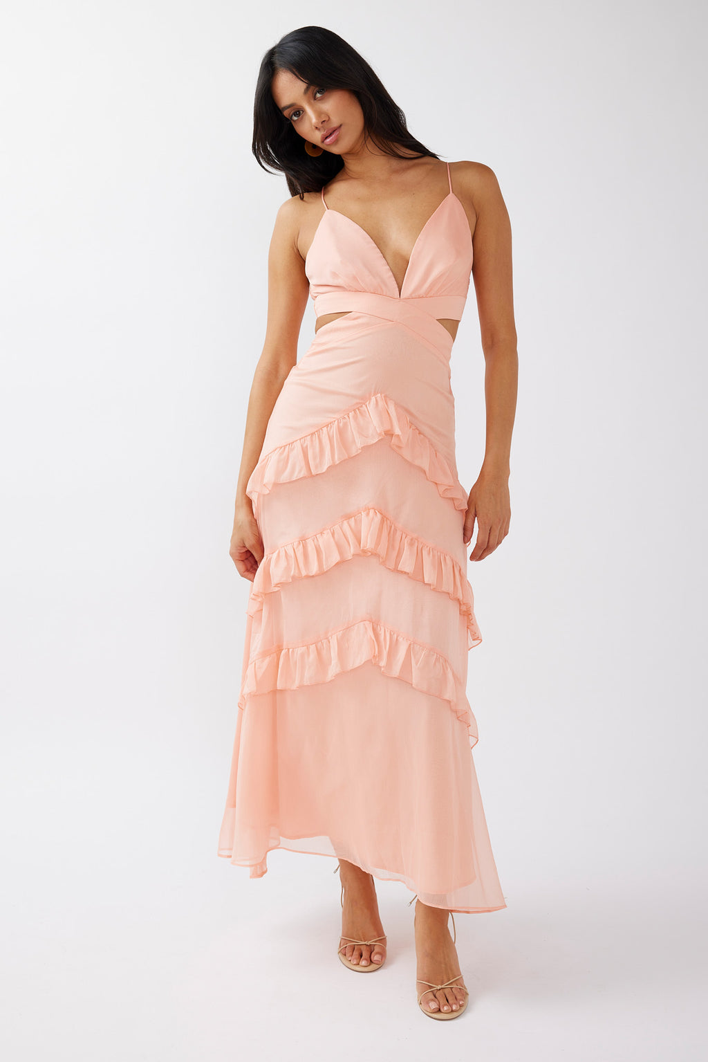 Joss Ruffle Trim Cut-Out Dress Rose by Selfie Leslie Australia