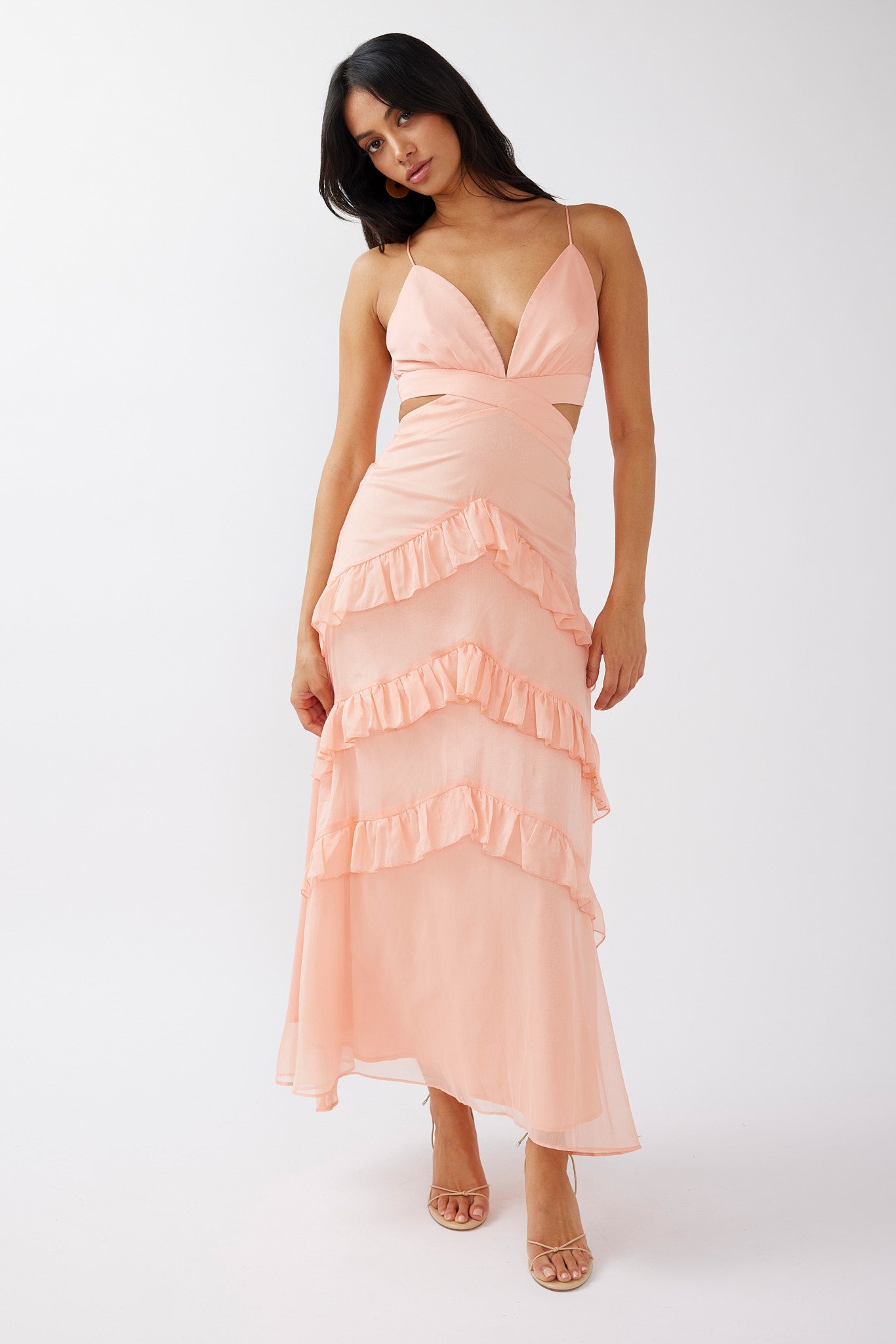 Joss Ruffle Trim Cut-Out Dress Rose by Selfie Leslie Australia