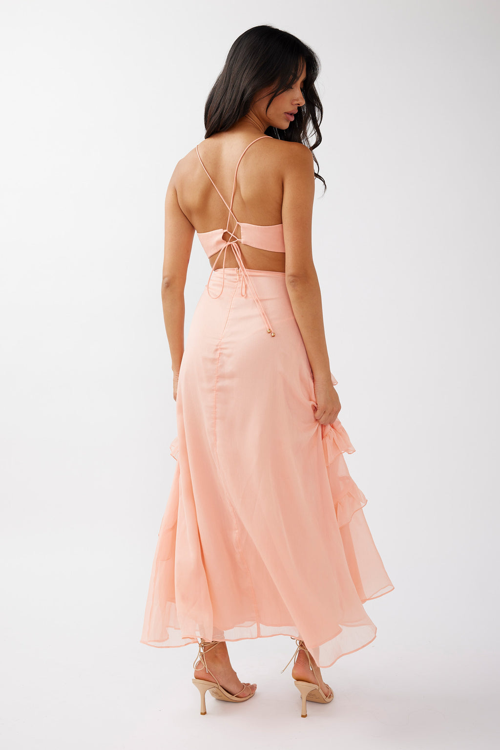 Joss Ruffle Trim Cut-Out Dress Rose by Selfie Leslie Australia