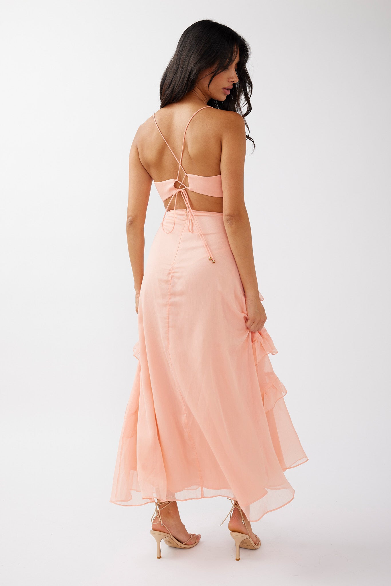 Joss Ruffle Trim Cut-Out Dress Rose by Selfie Leslie Australia