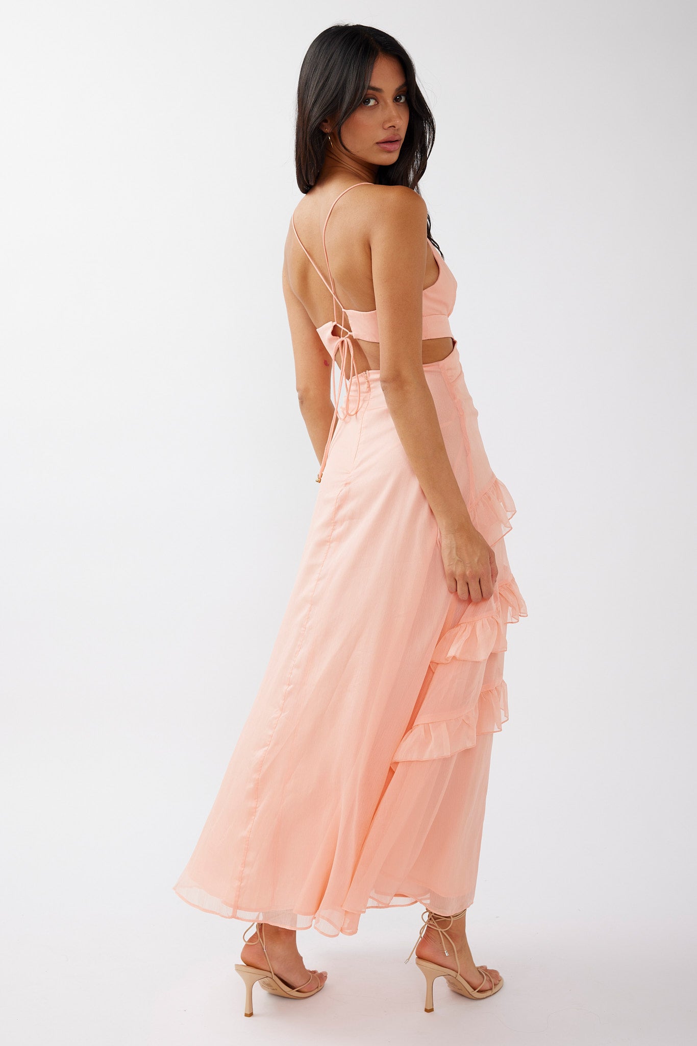 Joss Ruffle Trim Cut-Out Dress Rose by Selfie Leslie Australia