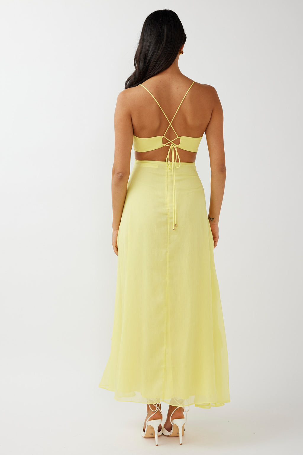 Joss Ruffle Trim Cut-Out Dress Yellow by Selfie Leslie Australia