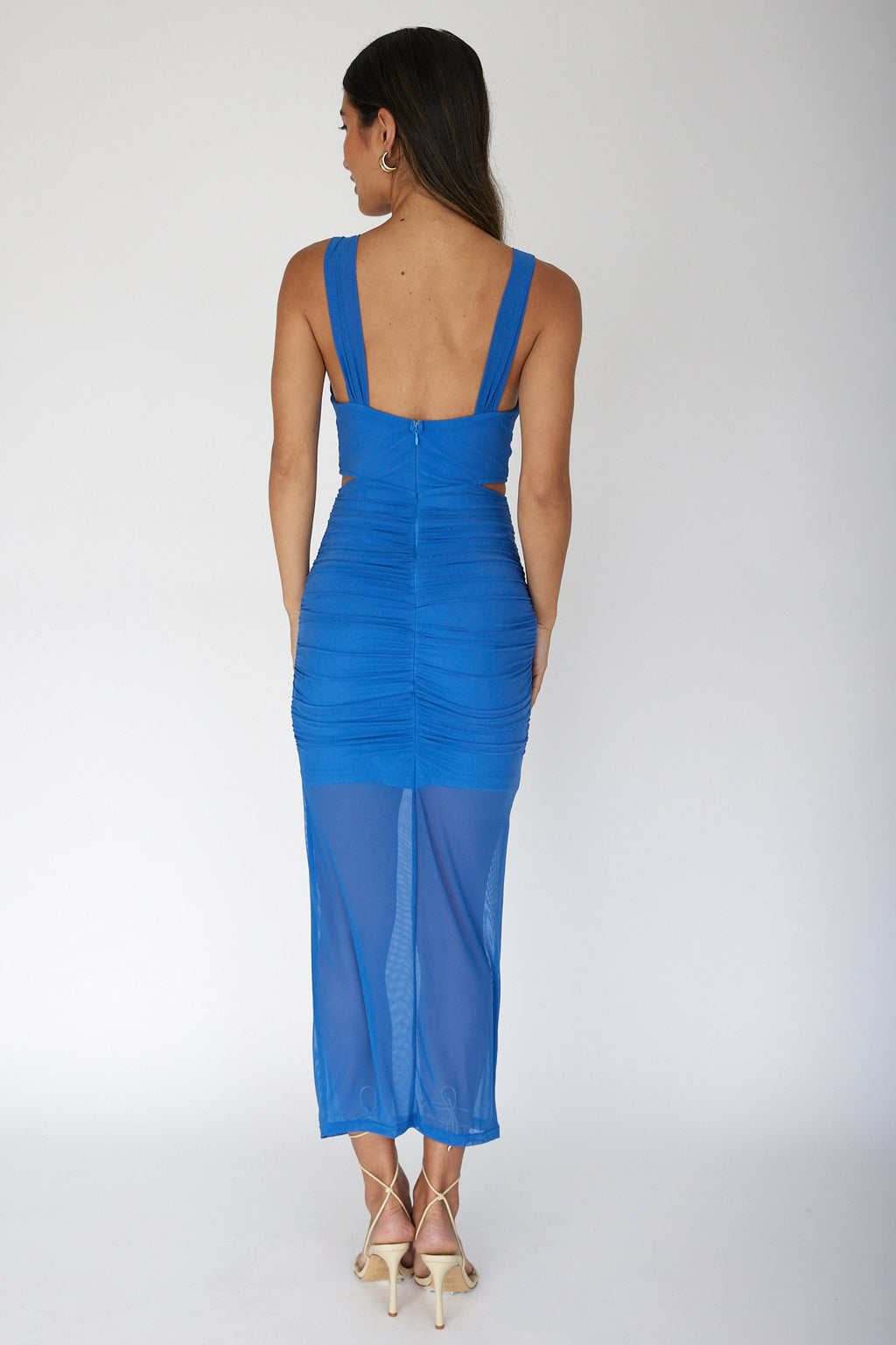 Willa Ruched Cut-Out Midi Dress Blue by Selfie Leslie Australia