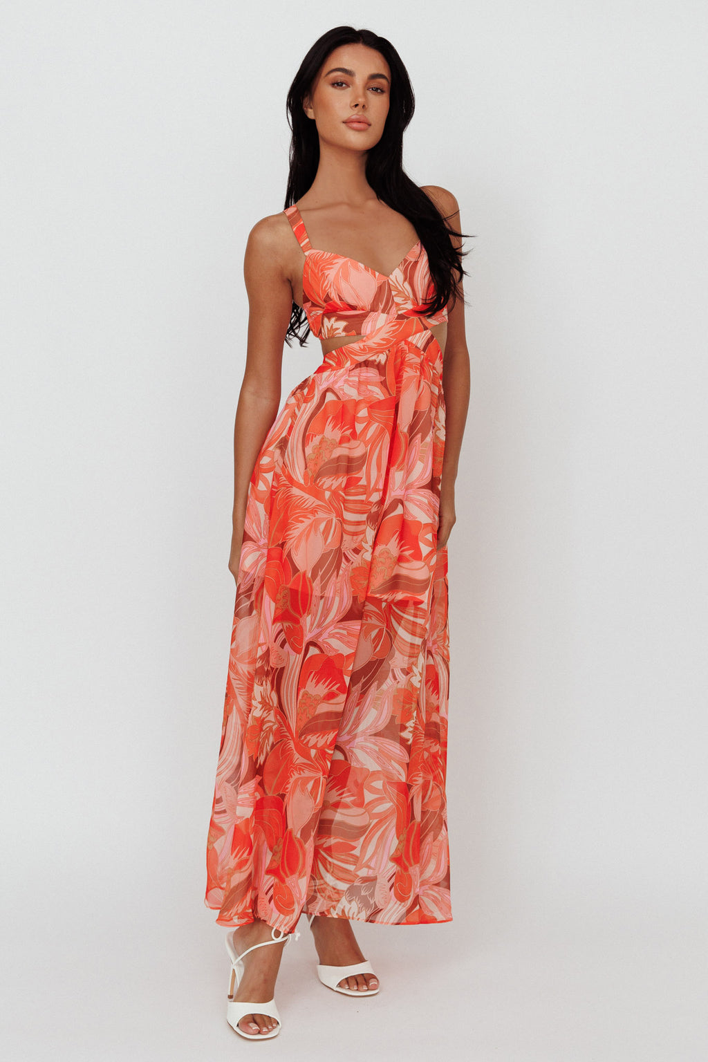 Maura Lace-Up Back Maxi Dress Floral Red by Selfie Leslie Australia