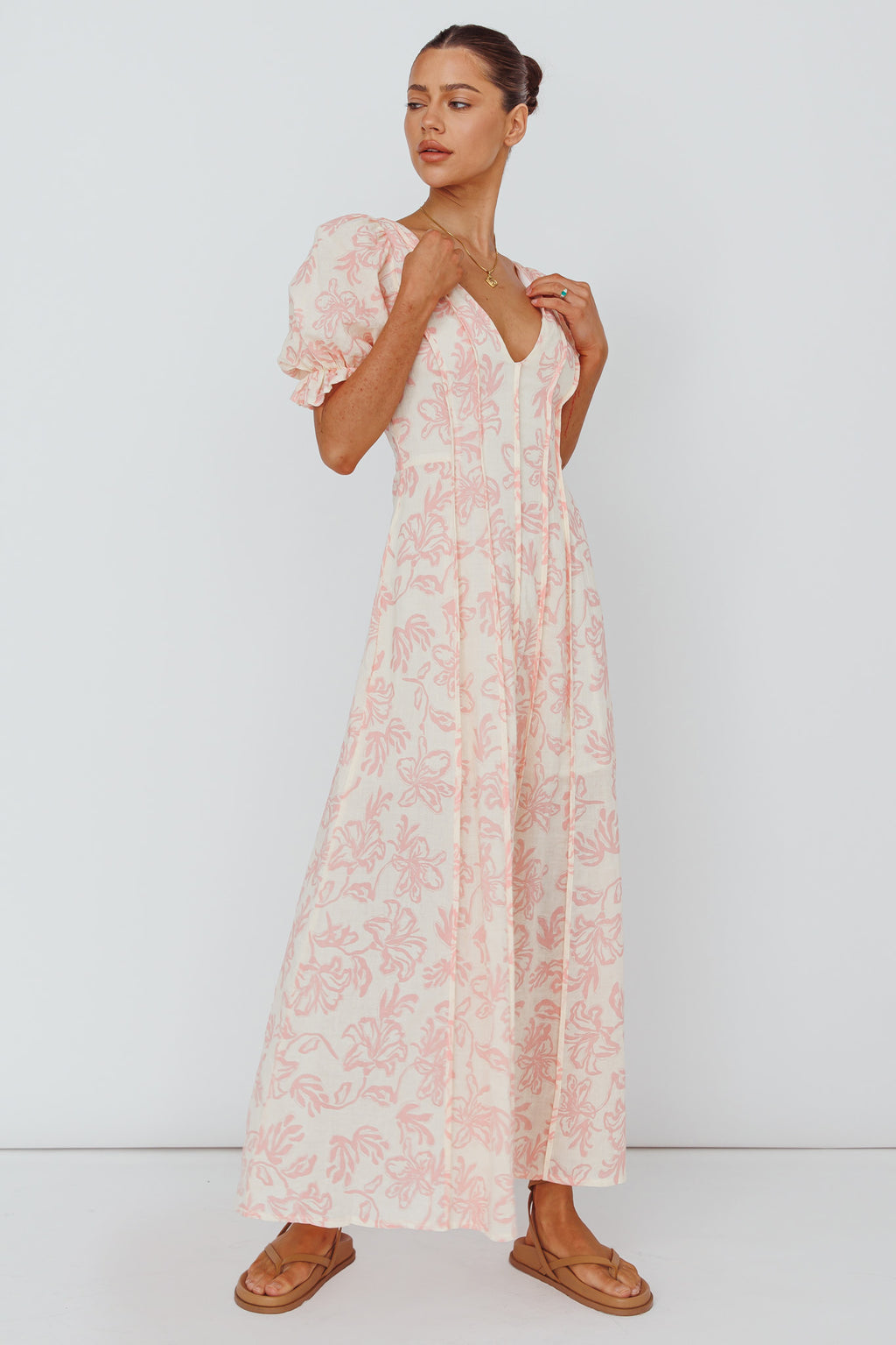 Sitting Pretty Pintuck Pleat Puff Sleeve Dress Pink by Selfie Leslie Australia