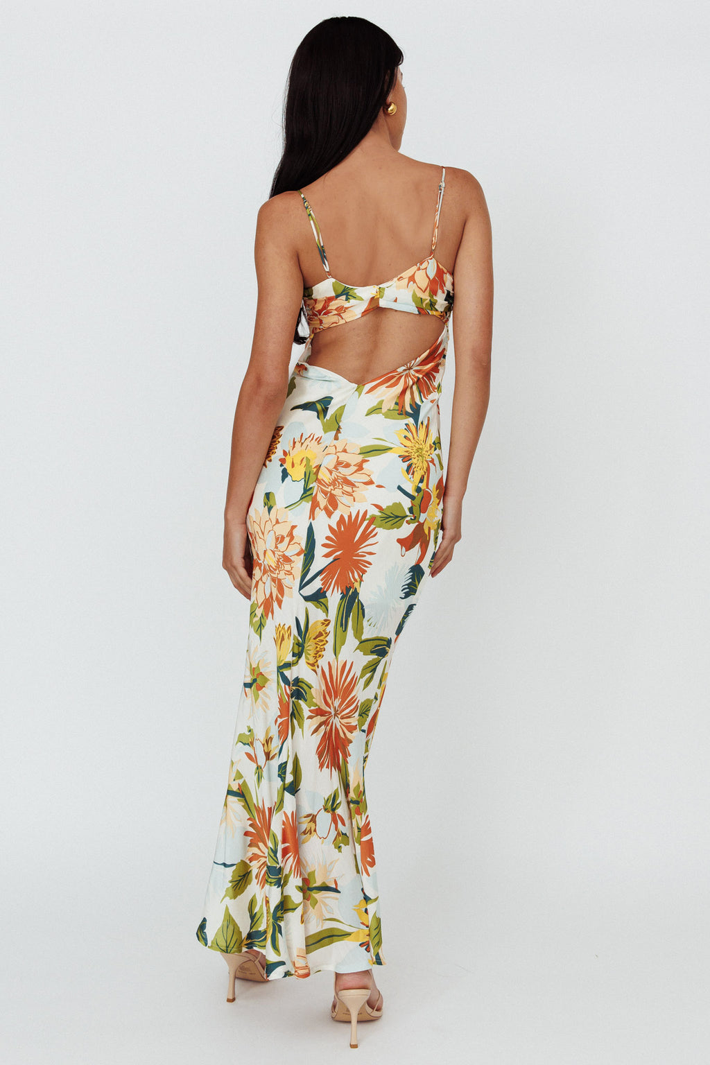 Dance Again Cut-Out Back Maxi Dress Floral Green by Selfie Leslie Australia