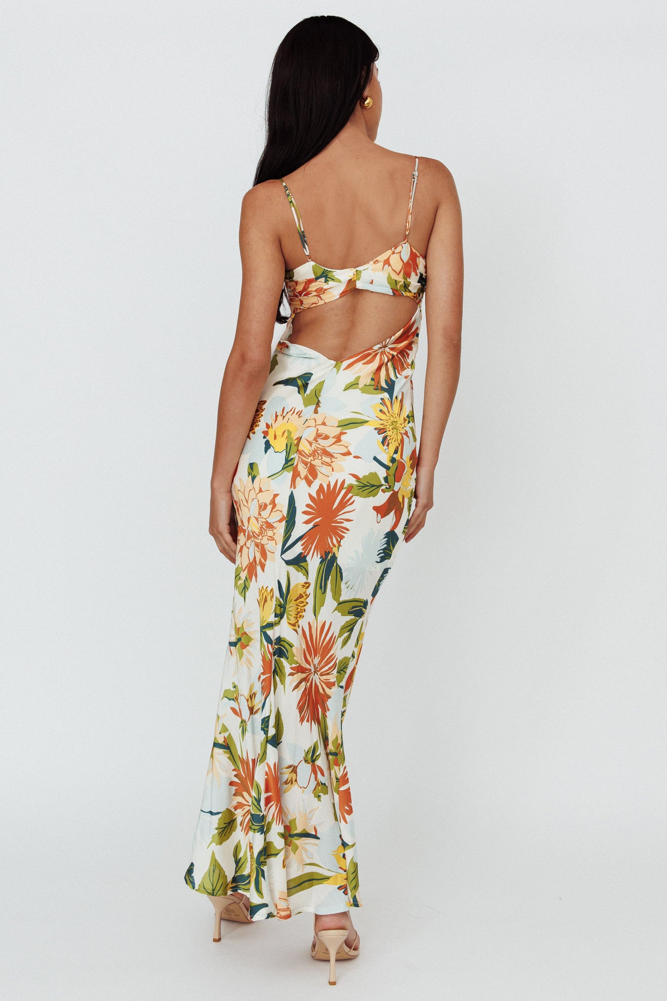 Dance Again Cut-Out Back Maxi Dress Floral Green by Selfie Leslie Australia