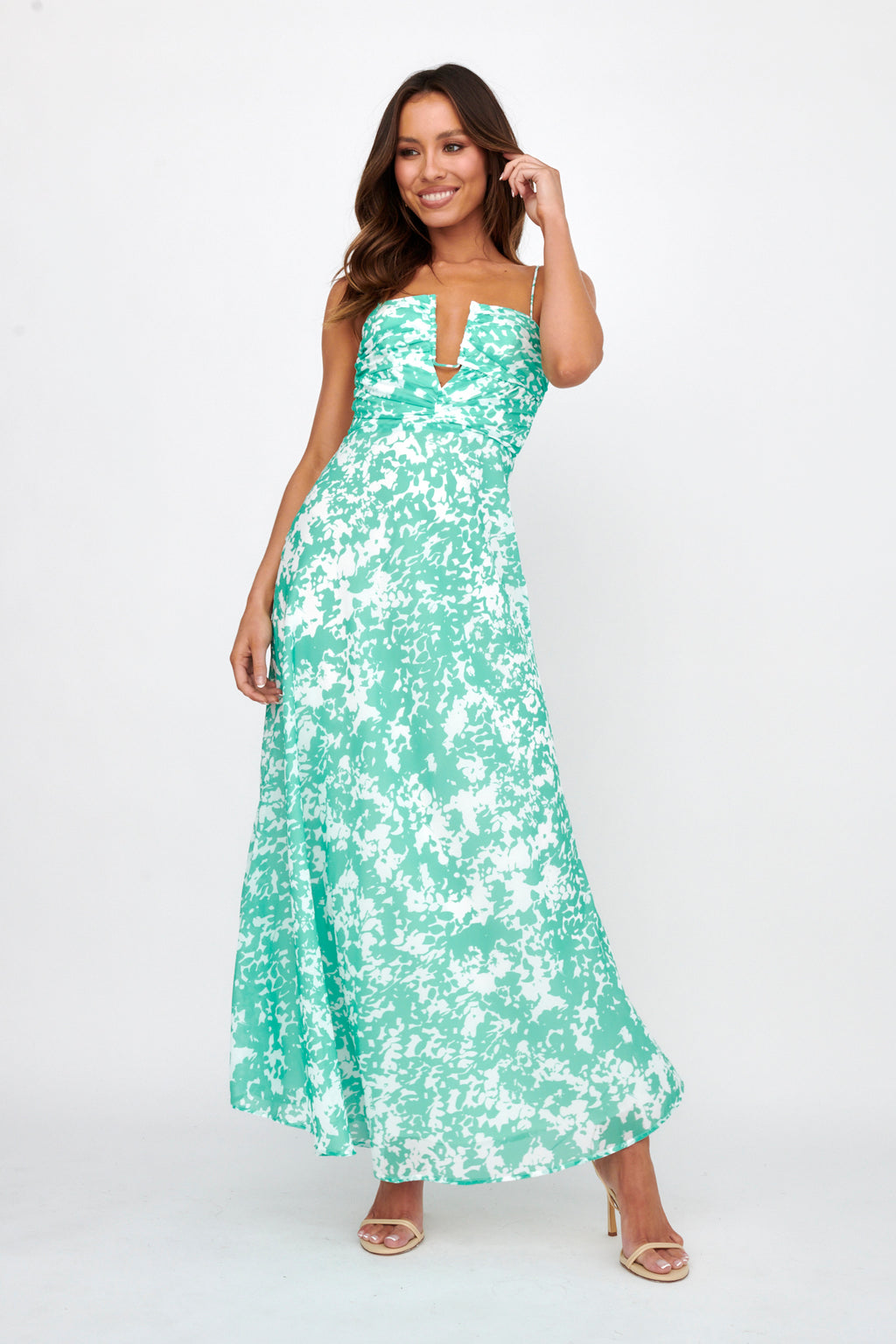 Huda U-Wire Bust Low Back Maxi Dress Green by Selfie Leslie Australia