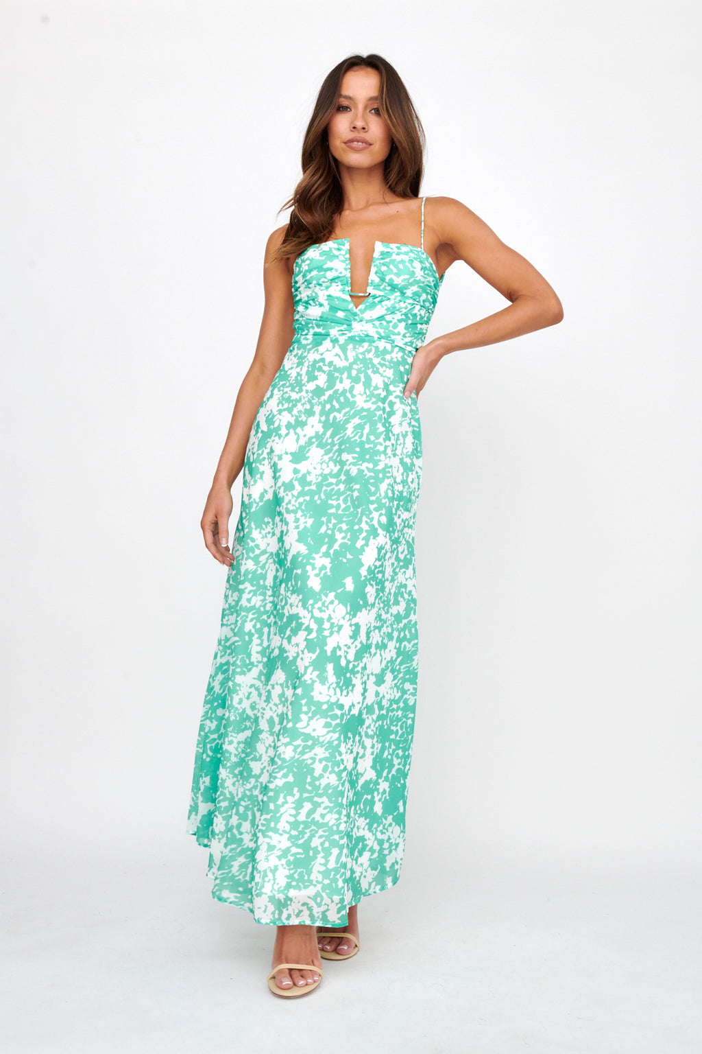 Huda U-Wire Bust Low Back Maxi Dress Green by Selfie Leslie Australia
