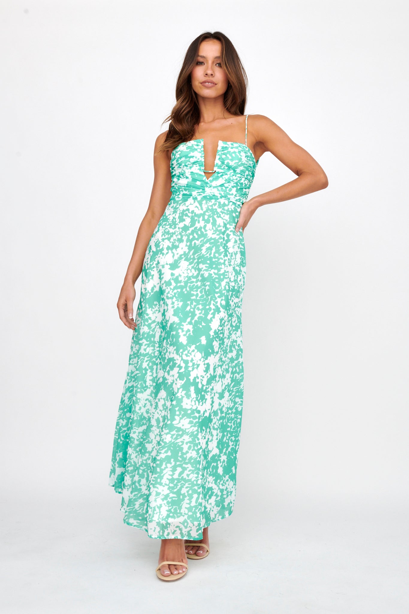 Huda U-Wire Bust Low Back Maxi Dress Green by Selfie Leslie Australia
