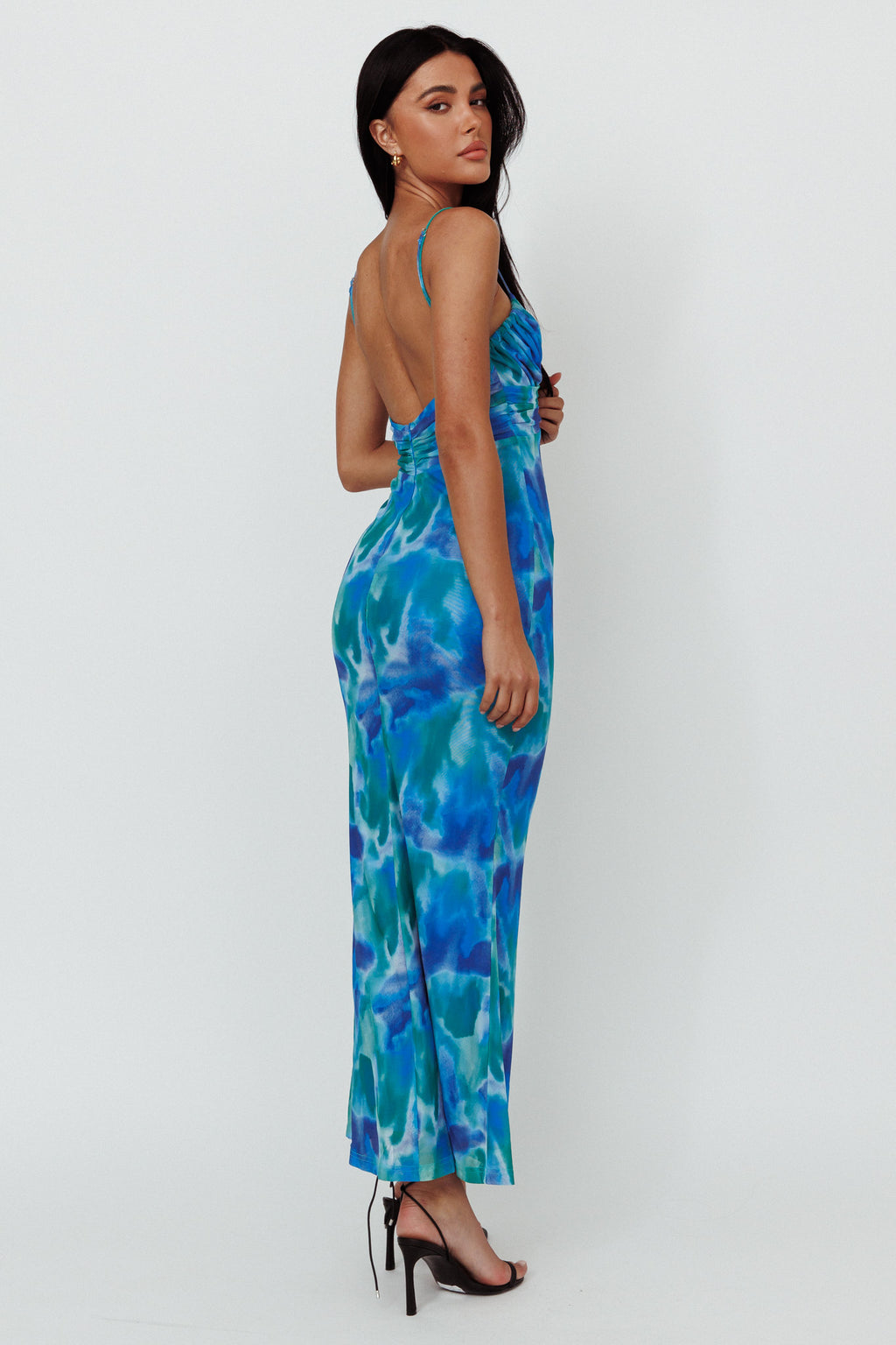 Marrakesh Gathered Bust Maxi Dress Print Blue by Selfie Leslie Australia
