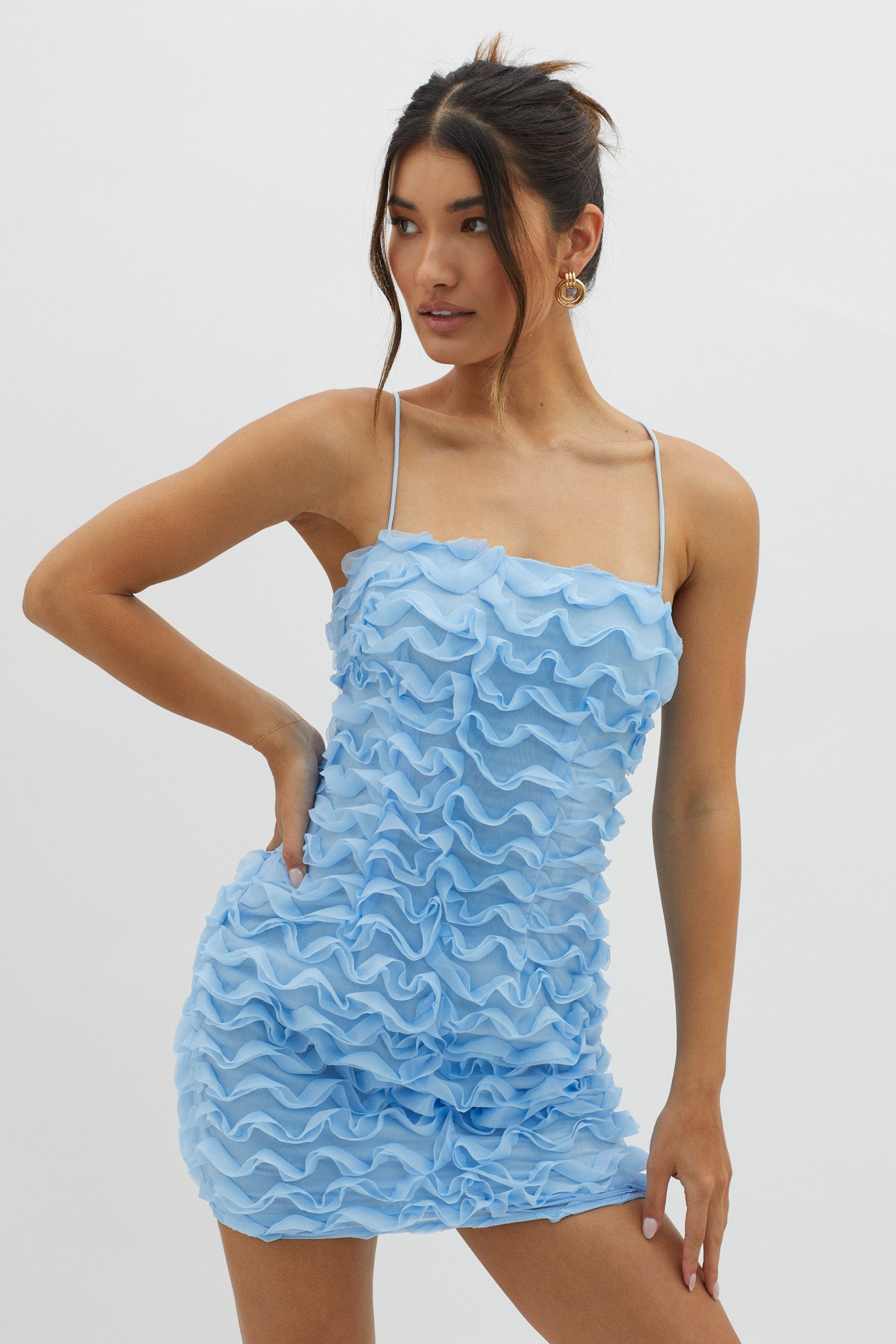 Shop the Tizzy Embellished Mini Dress Blue Selfie Leslie Australia