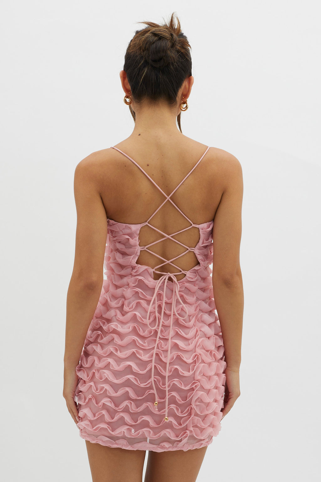 Tizzy Embellished Mini Dress Pink by Selfie Leslie Australia