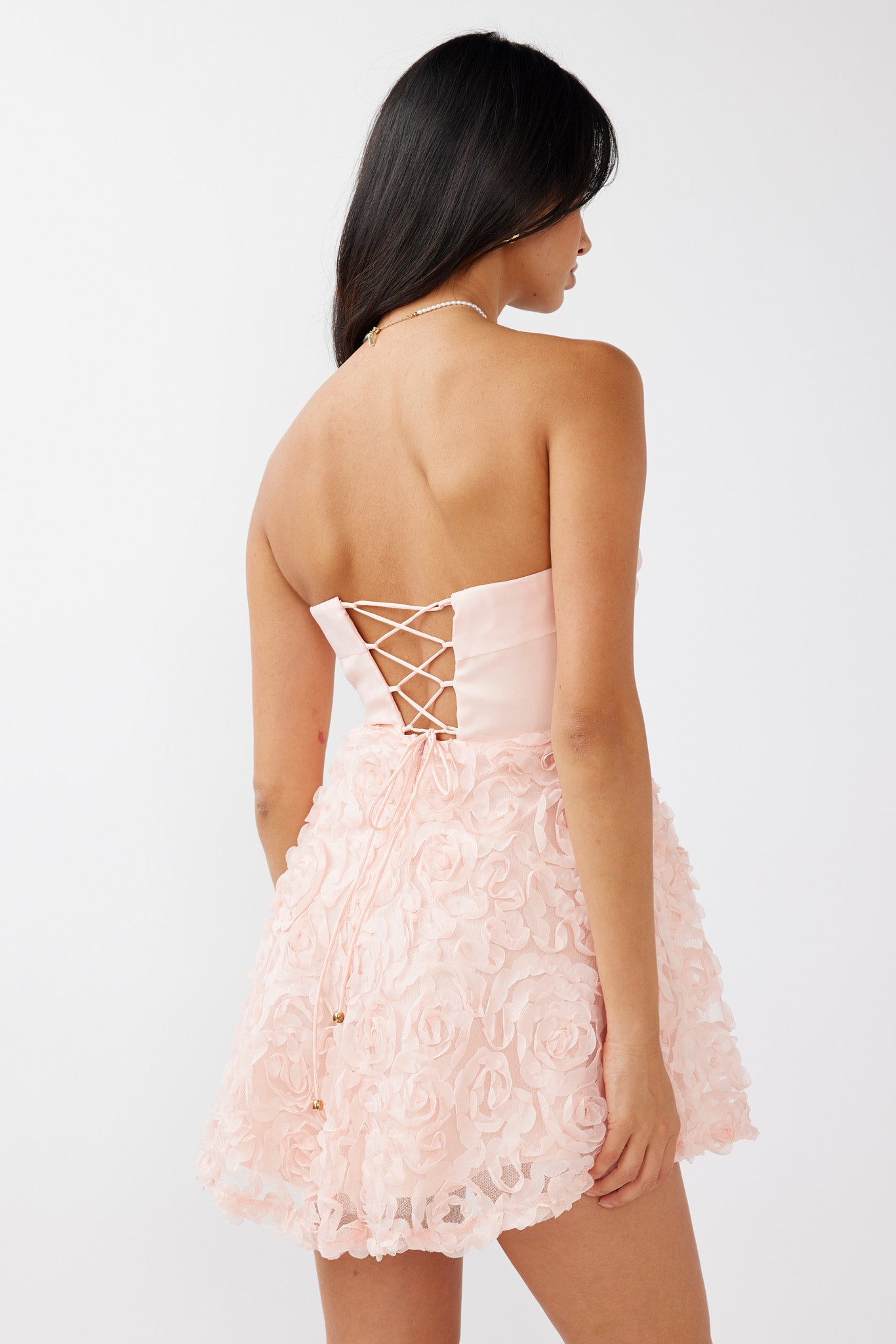 Annalyn Strapless Embellished Mini Dress Pink by Selfie Leslie Australia