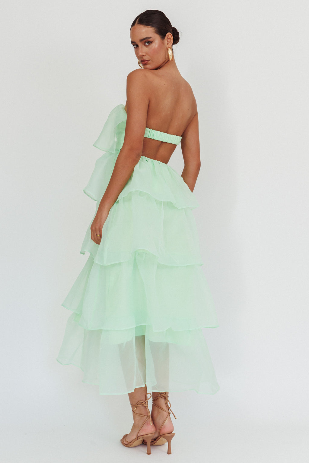 Behati Tiered Layer Midi Dress Mint by Selfie Leslie Australia