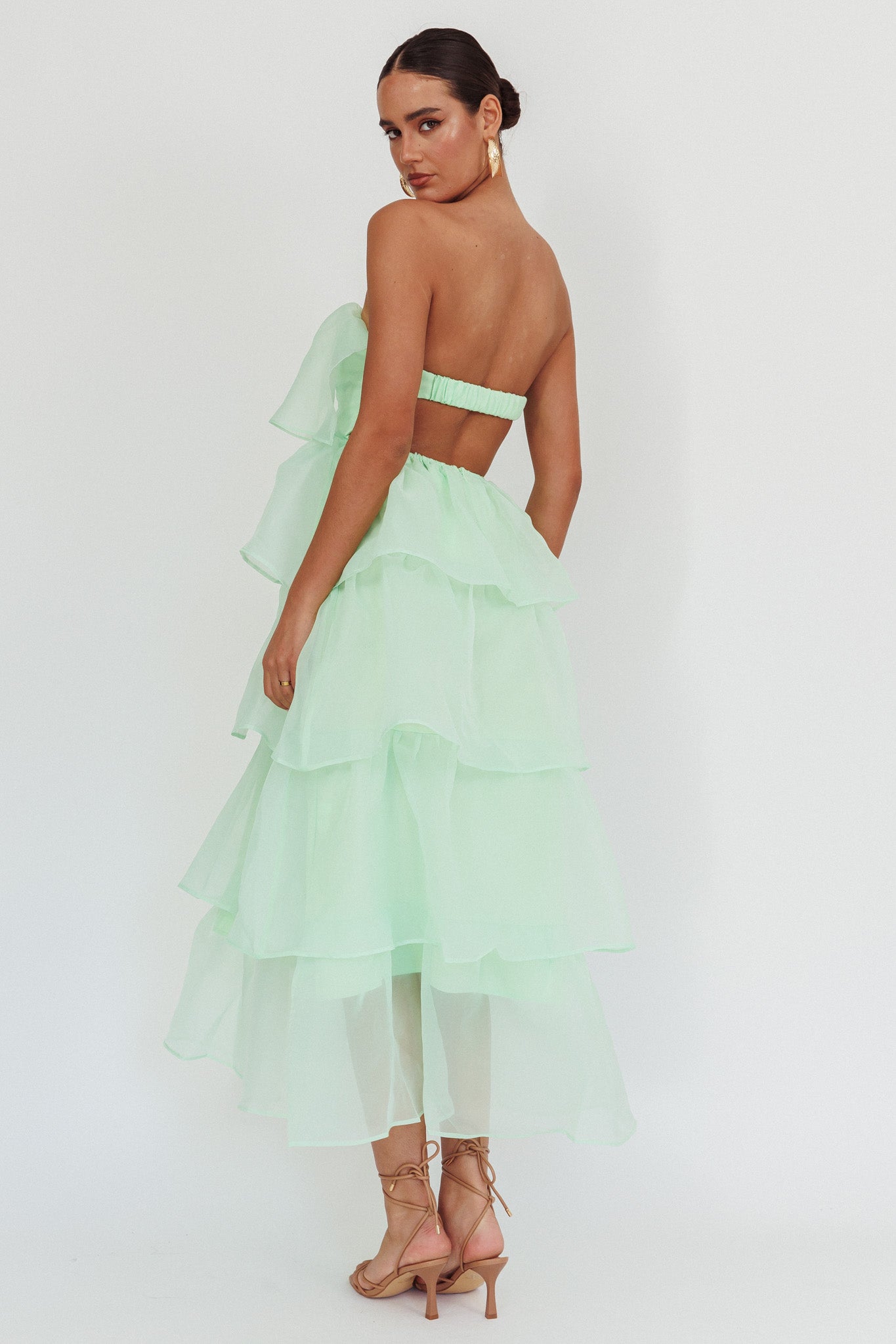 Behati Tiered Layer Midi Dress Mint by Selfie Leslie Australia
