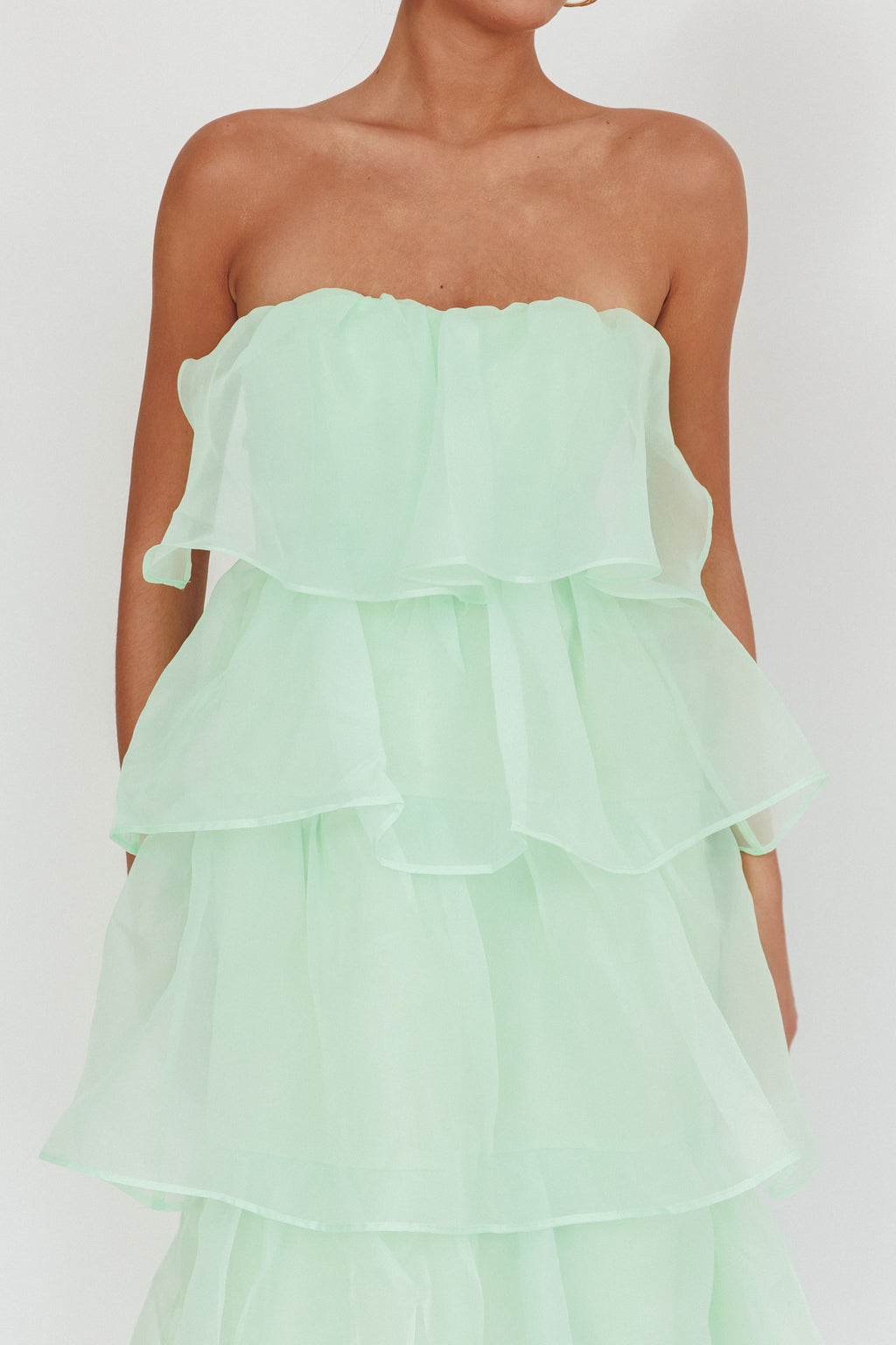 Behati Tiered Layer Midi Dress Mint by Selfie Leslie Australia