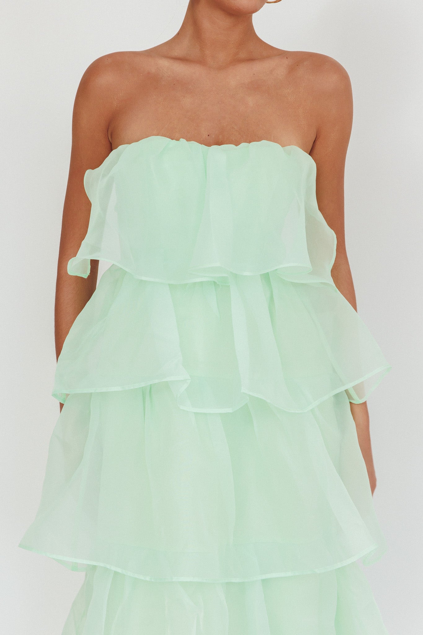 Behati Tiered Layer Midi Dress Mint by Selfie Leslie Australia