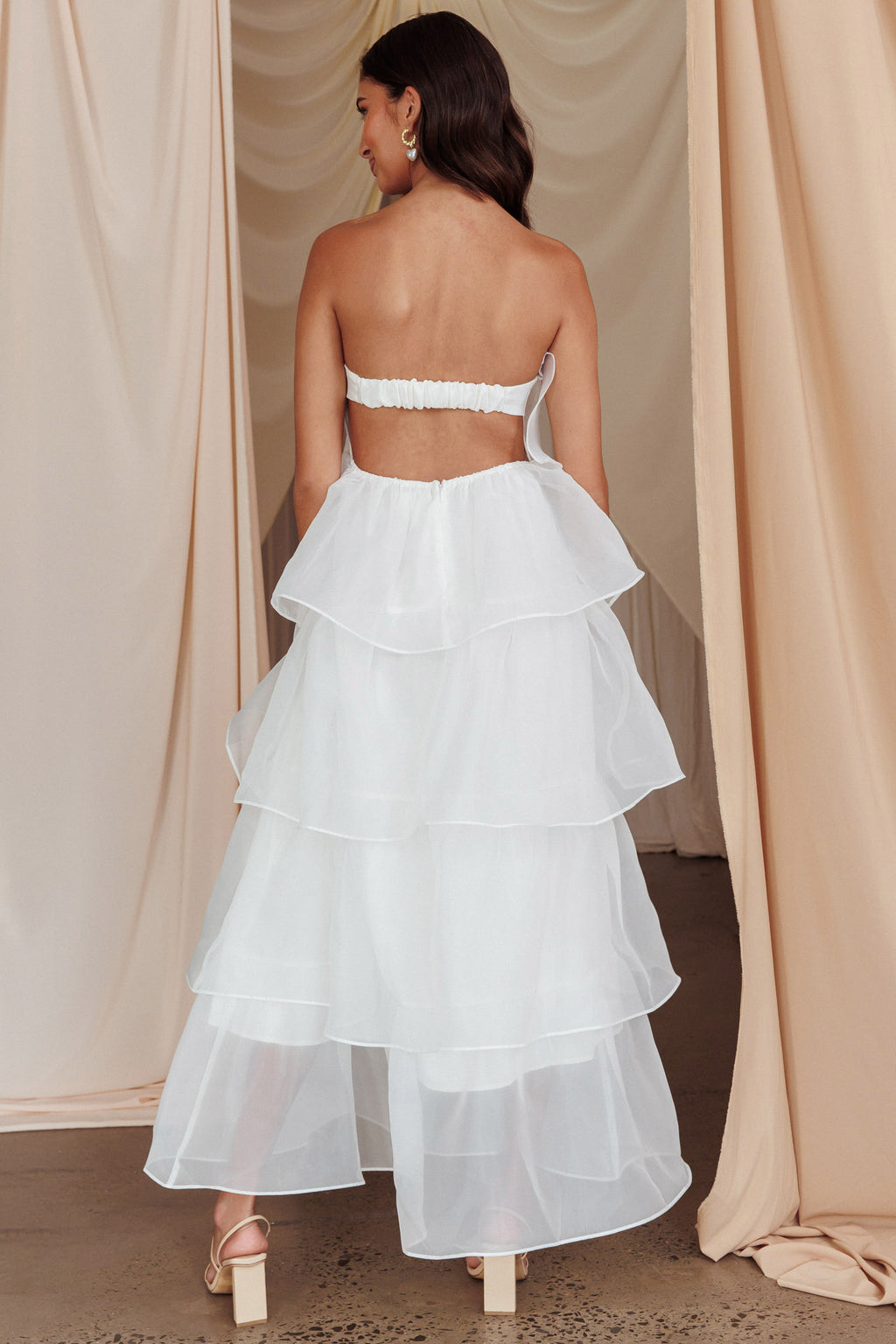 Behati Tiered Layer Midi Dress White by Selfie Leslie Australia