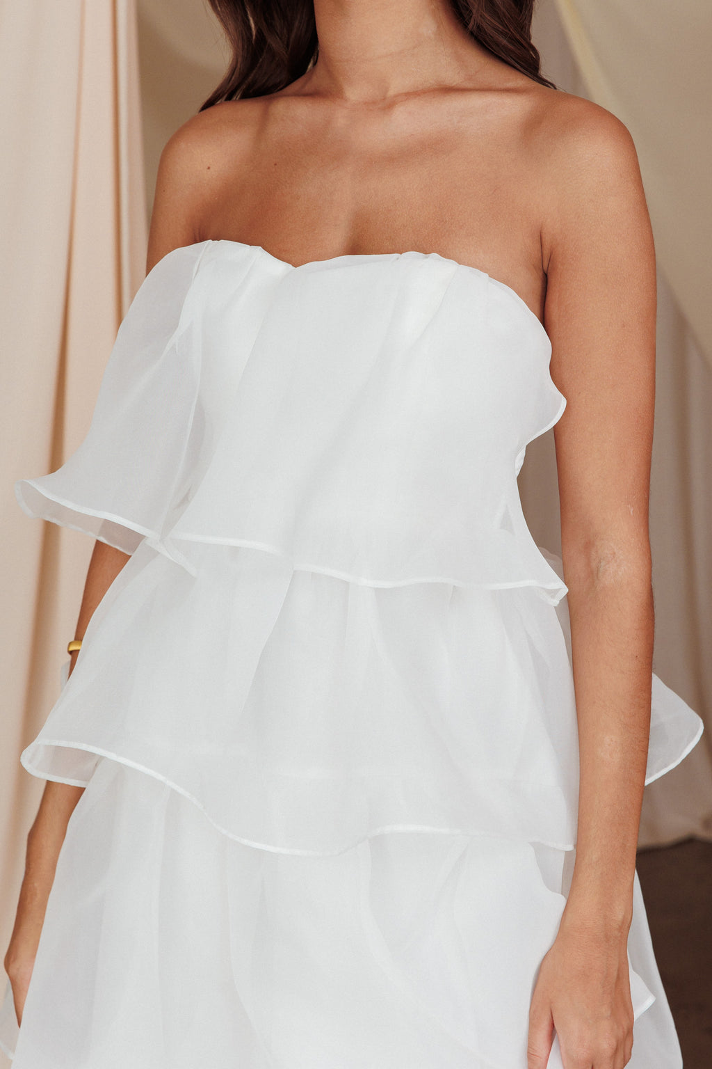 Behati Tiered Layer Midi Dress White by Selfie Leslie Australia