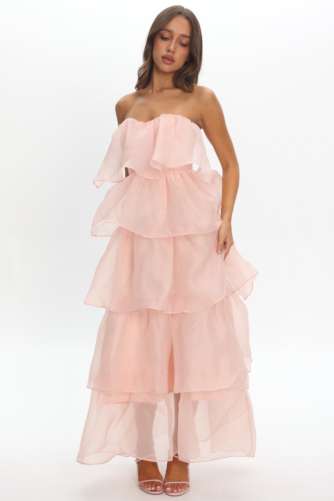 Behati Tiered Layer Midi Dress Pink by Selfie Leslie Australia