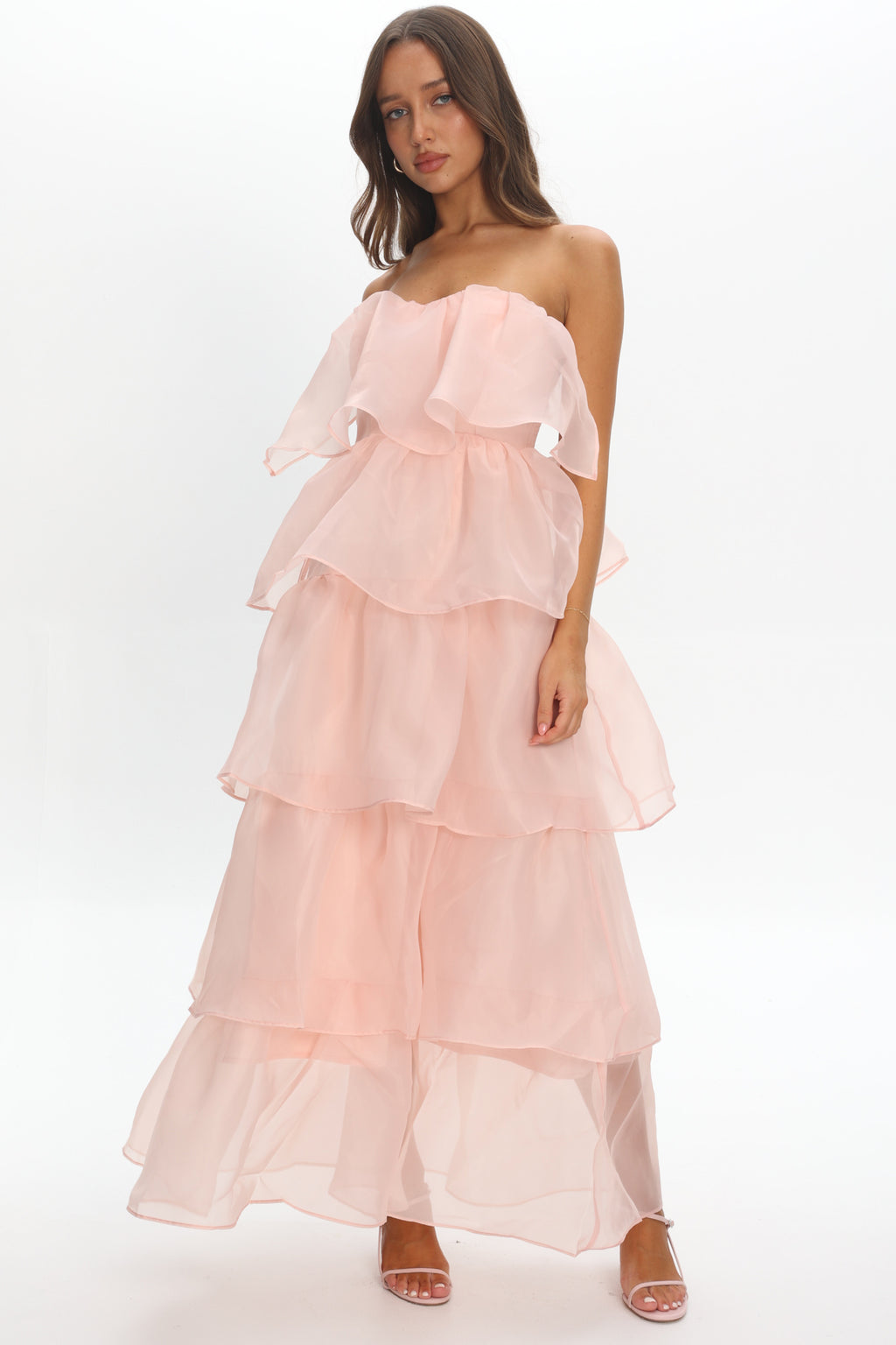 Behati Tiered Layer Midi Dress Pink by Selfie Leslie Australia