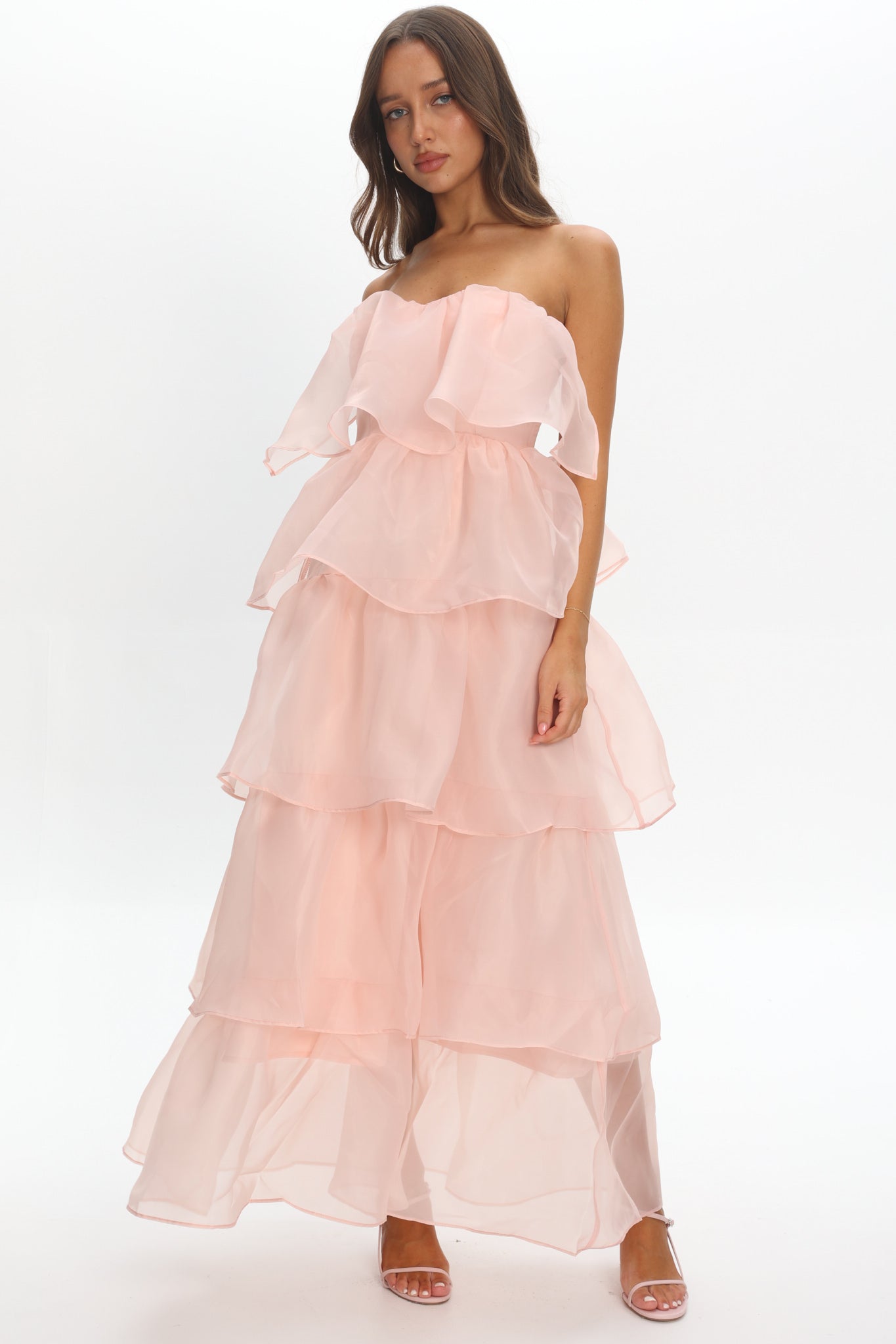Behati Tiered Layer Midi Dress Pink by Selfie Leslie Australia